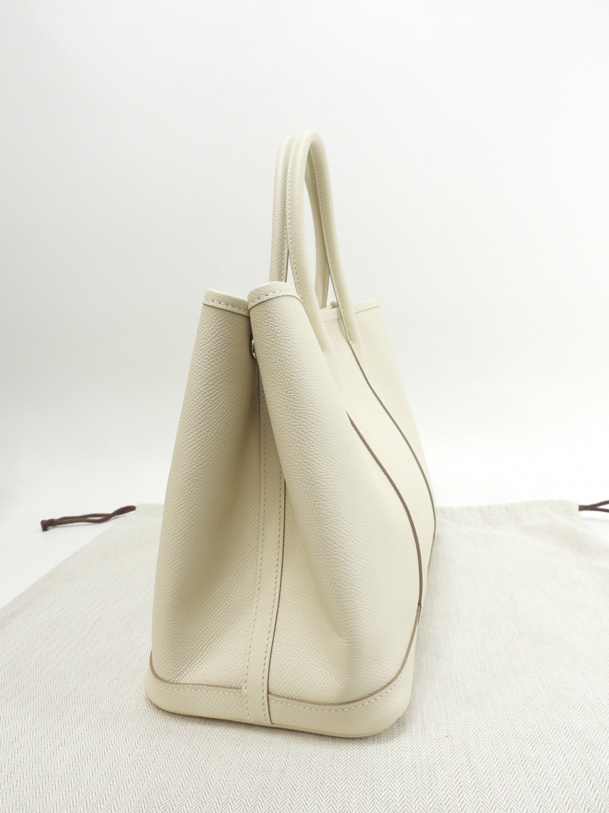Hermès Garden Party TPM Epsom Craie Borsa a mano Shopper Mai Usata @A 8