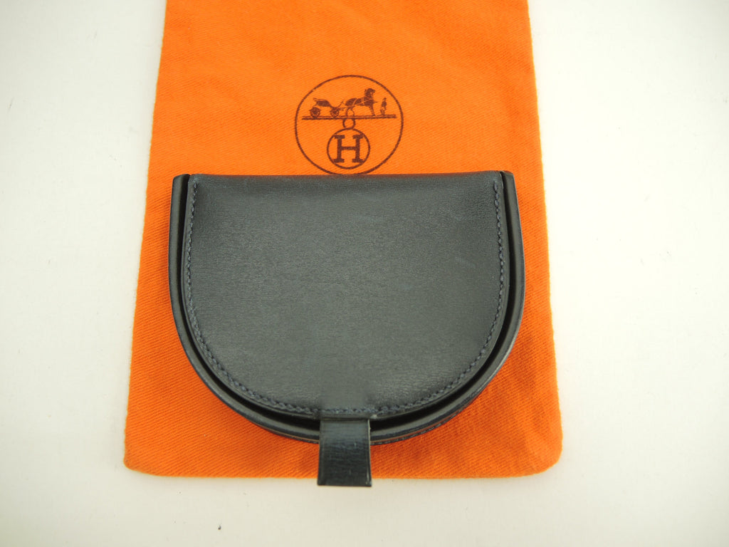 Hermès Borgogna Box Calf Indigo Blue Portamonete Coin Case@ 11