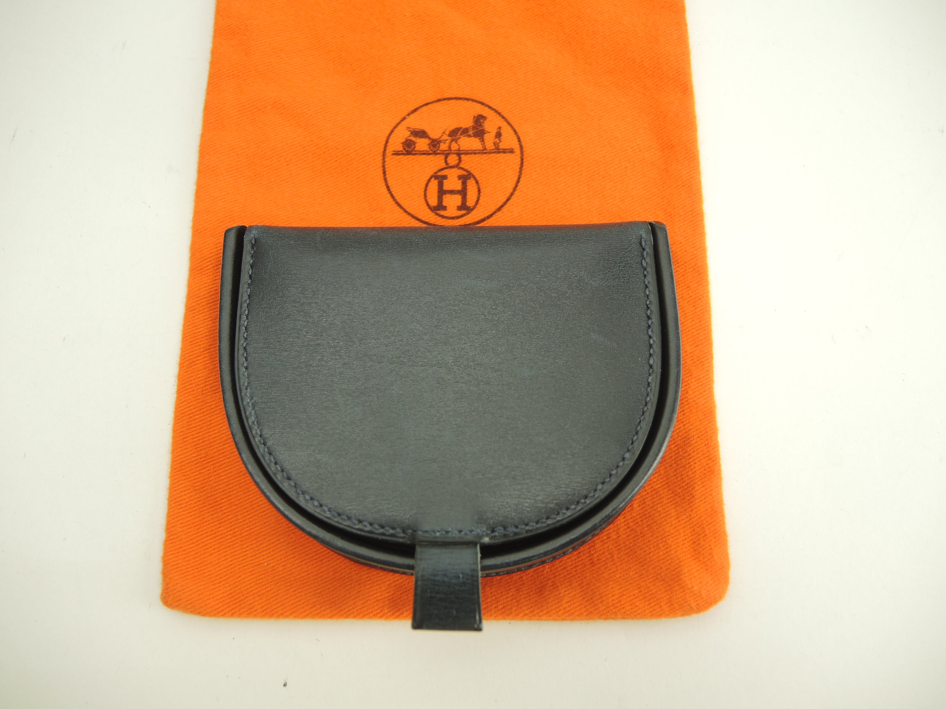 Hermès Borgogna Box Calf Indigo Blue Portamonete Coin Case@ 11