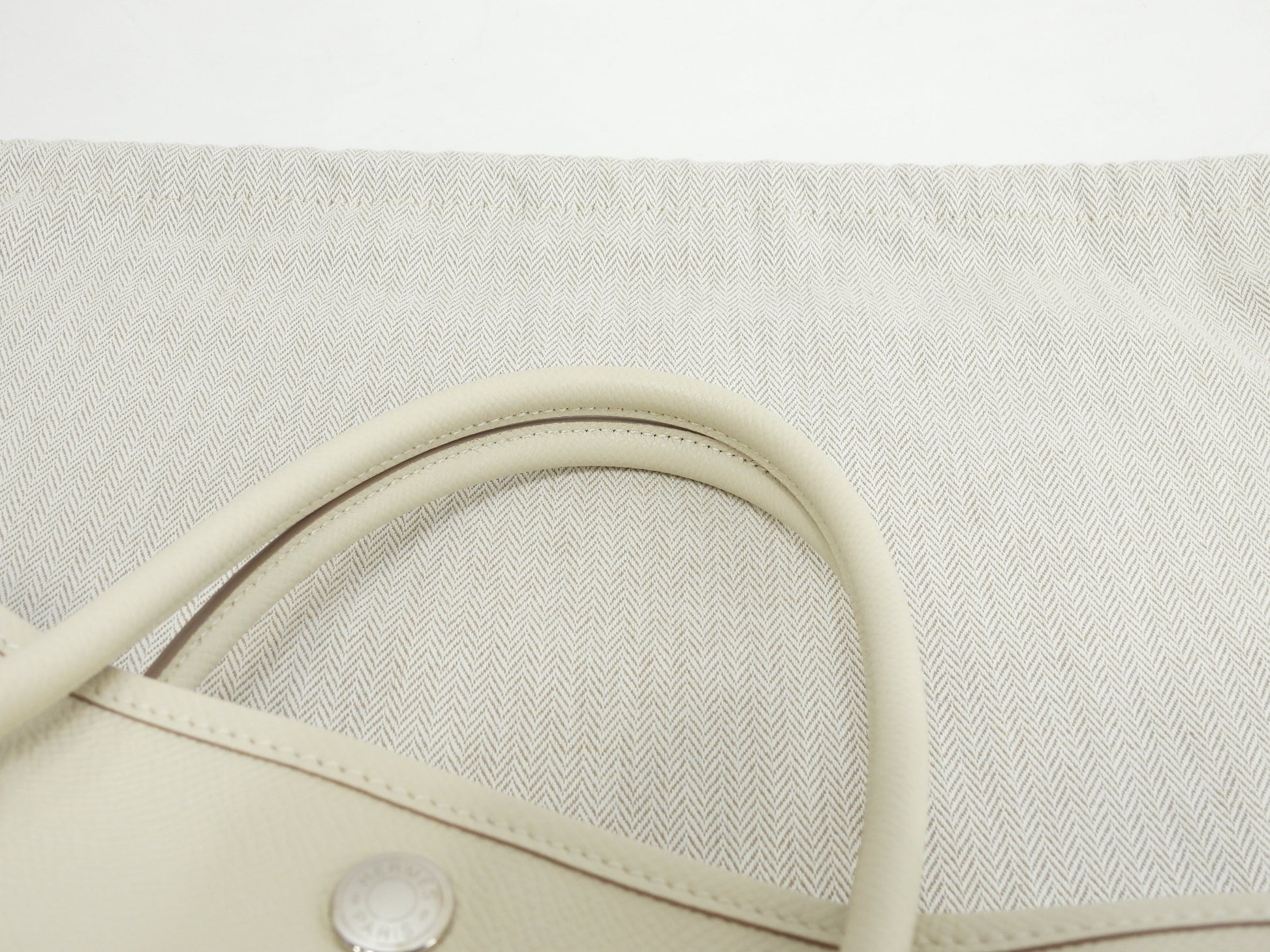 Hermès Garden Party TPM Epsom Craie Borsa a mano Shopper Mai Usata @A 8