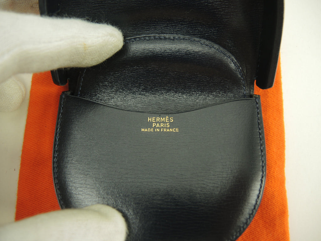 Hermès Borgogna Box Calf Indigo Blue Portamonete Coin Case@ 11