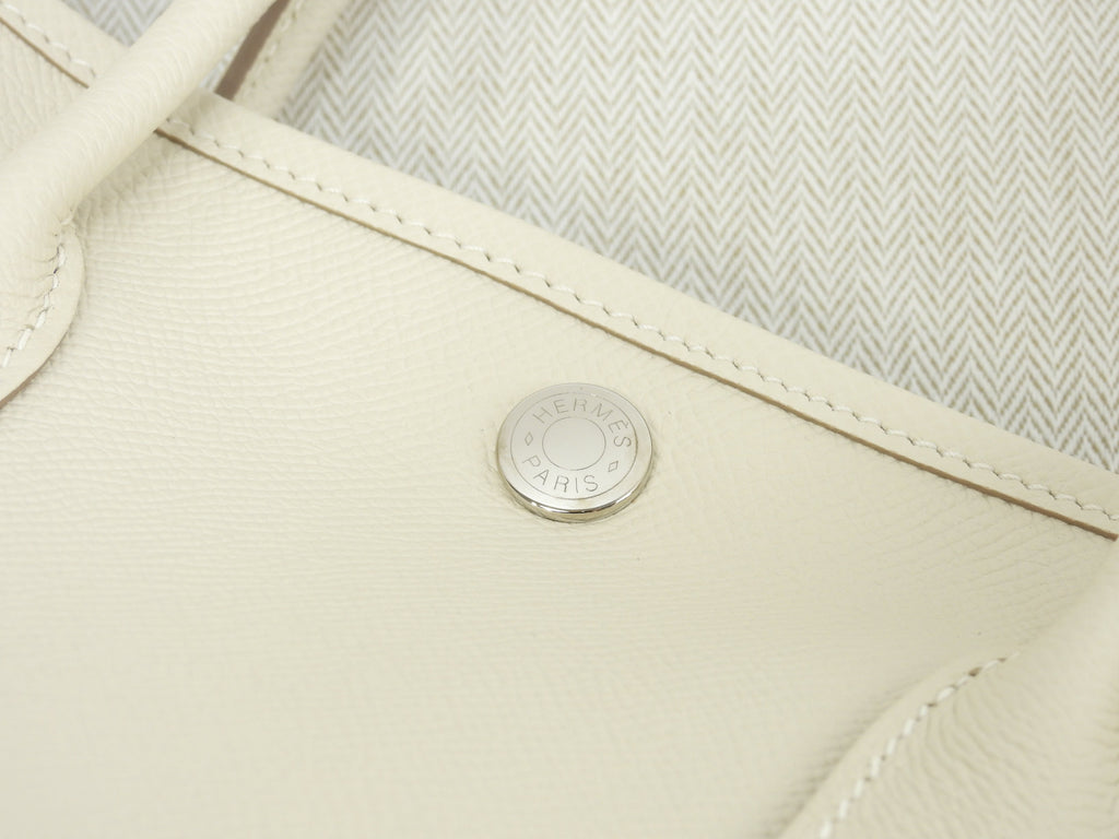 Hermès Garden Party TPM Epsom Craie Borsa a mano Shopper Mai Usata @A 8