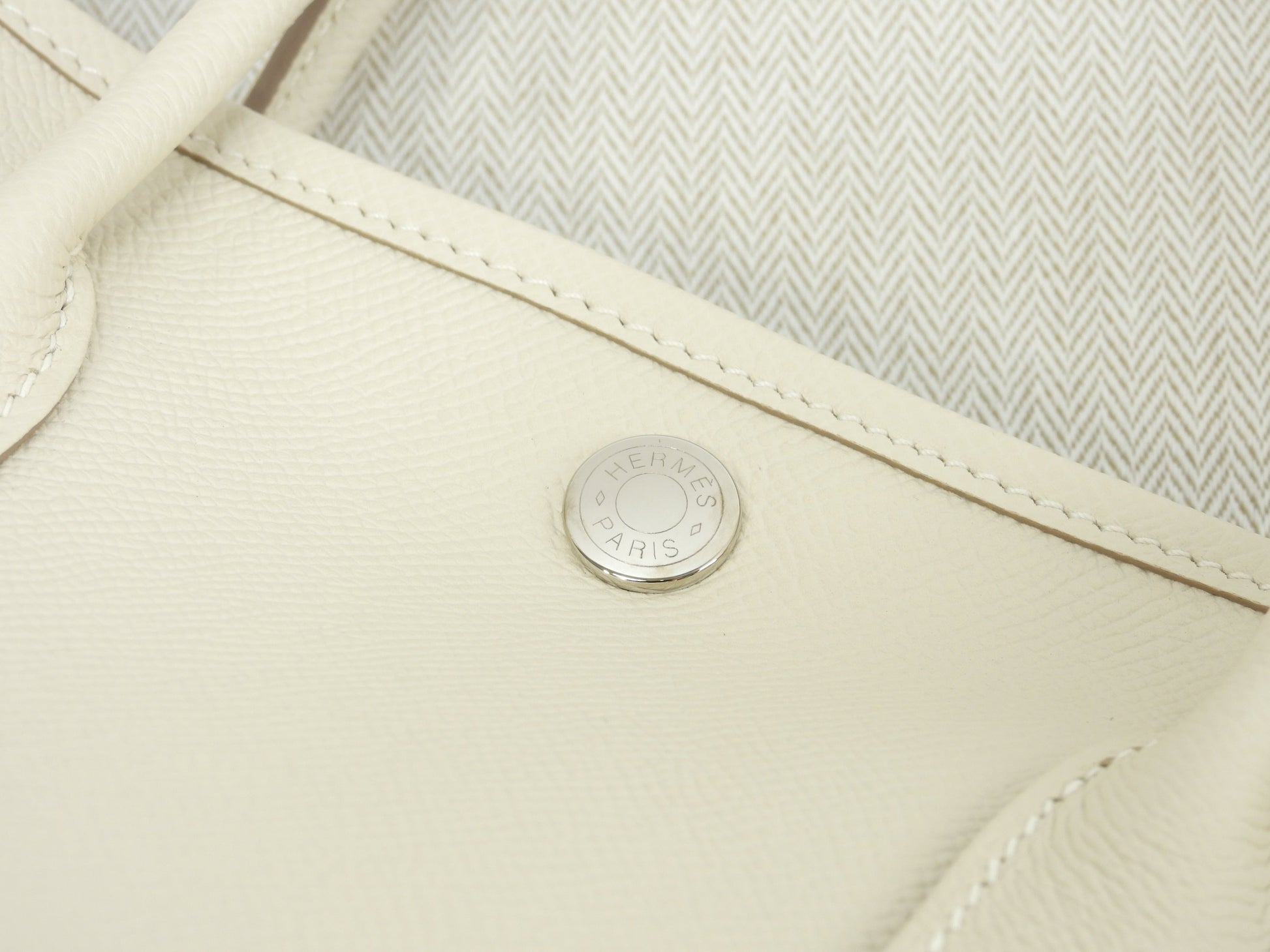 Hermès Garden Party TPM Epsom Craie Borsa a mano Shopper Mai Usata @A 8