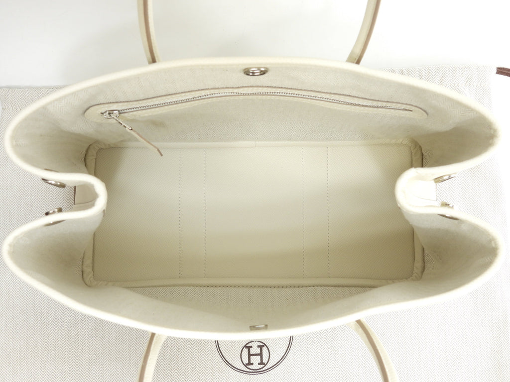 Hermès Garden Party TPM Epsom Craie Borsa a mano Shopper Mai Usata @A 8