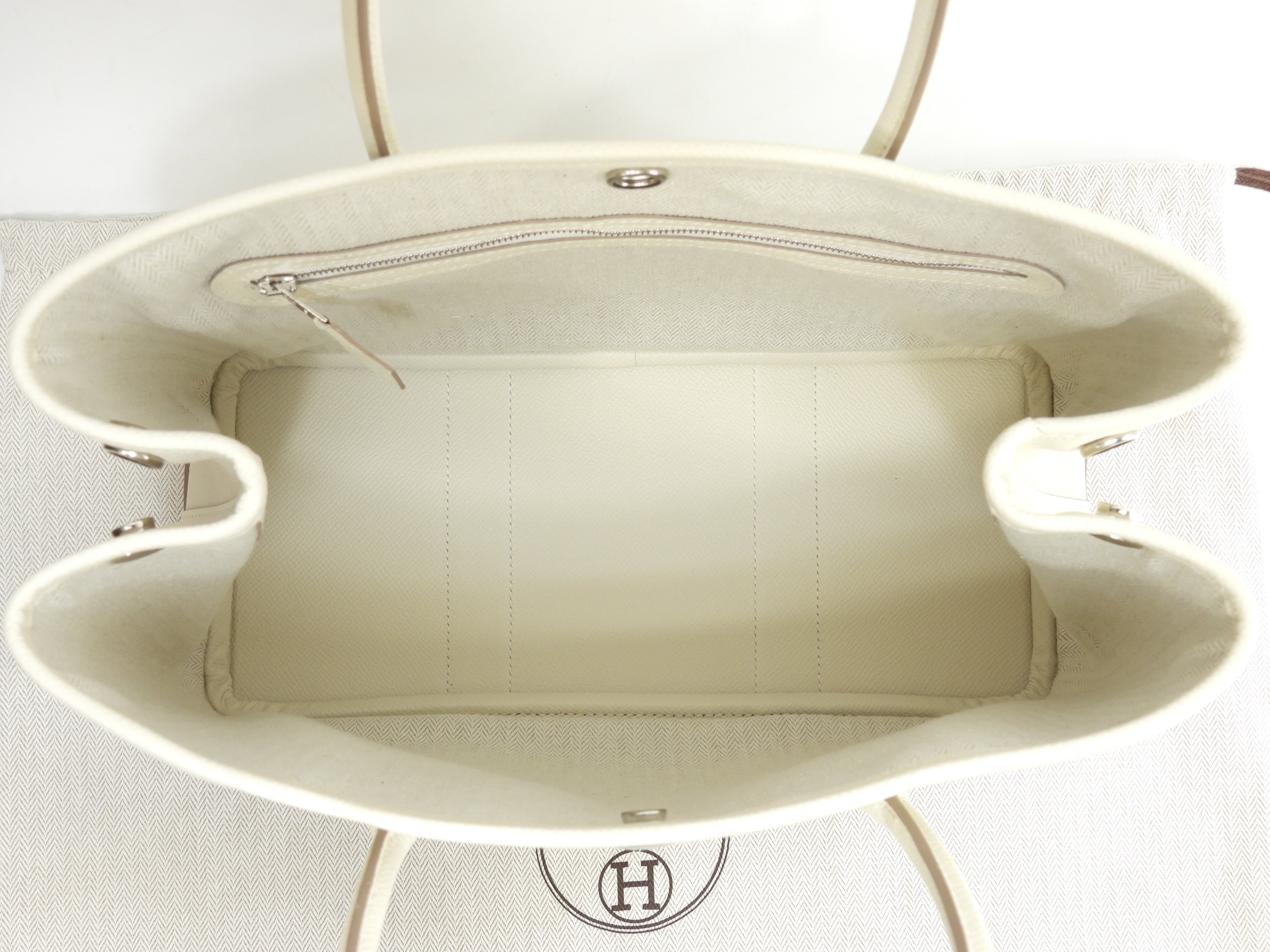 Hermès Garden Party TPM Epsom Craie Borsa a mano Shopper Mai Usata @A 8