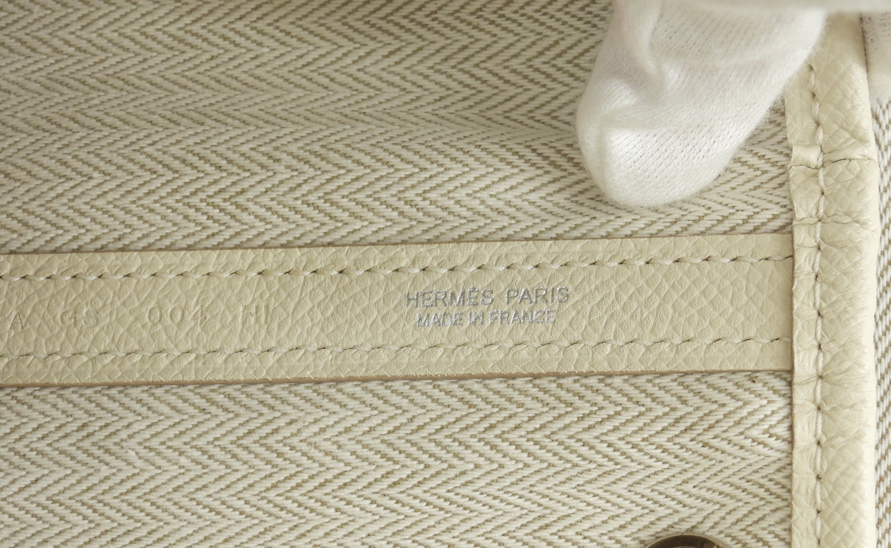 Hermès Garden Party TPM Epsom Craie Borsa a mano Shopper Mai Usata @A 8