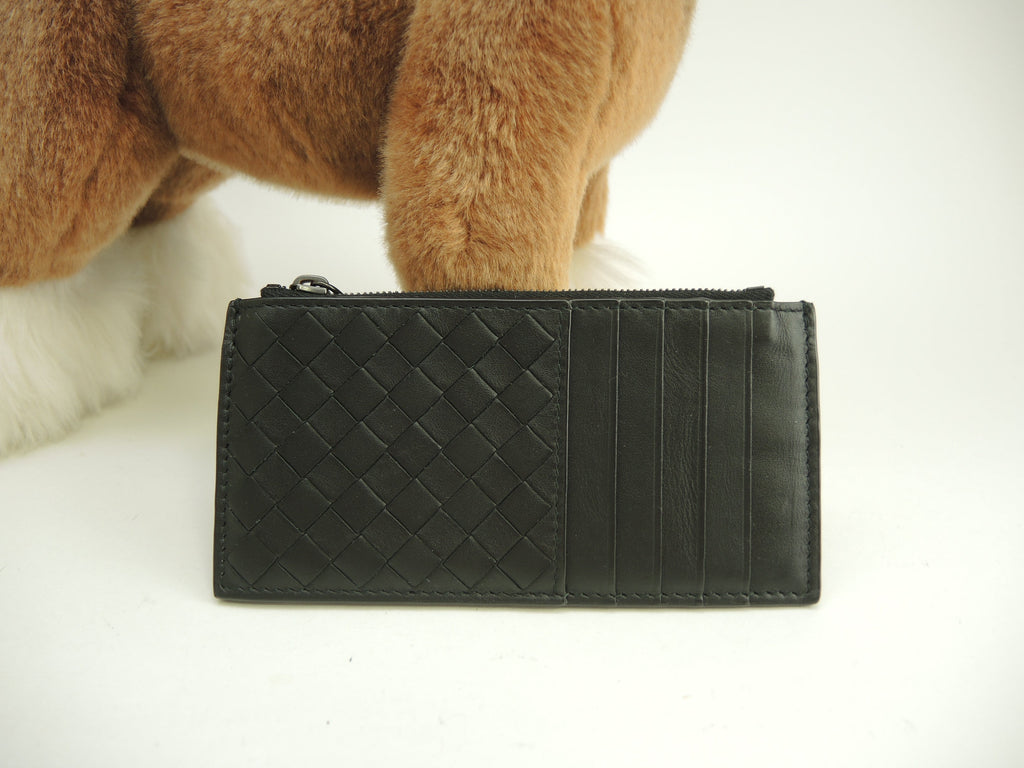 Bottega Veneta - Porta tessere/documenti in pelle Intrecciato nera con portamonete - Ottime condizioni@P00469527M