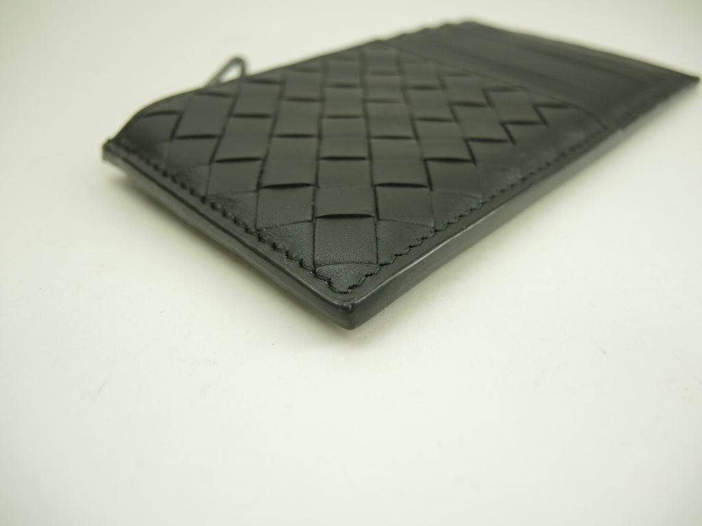 Bottega Veneta - Porta tessere/documenti in pelle Intrecciato nera con portamonete - Ottime condizioni@P00469527M