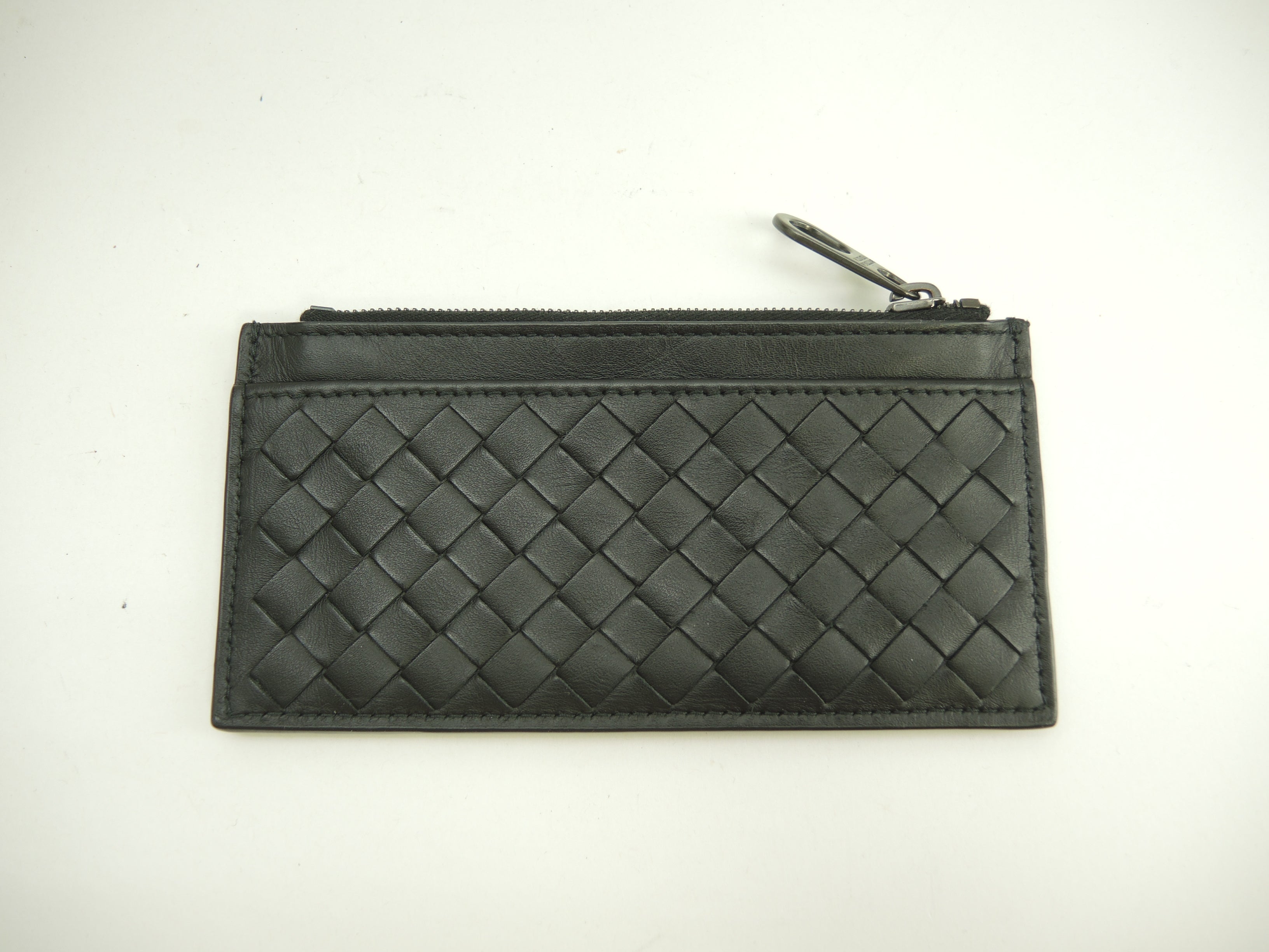 Bottega Veneta - Porta tessere/documenti in pelle Intrecciato nera con portamonete - Ottime condizioni@P00469527M