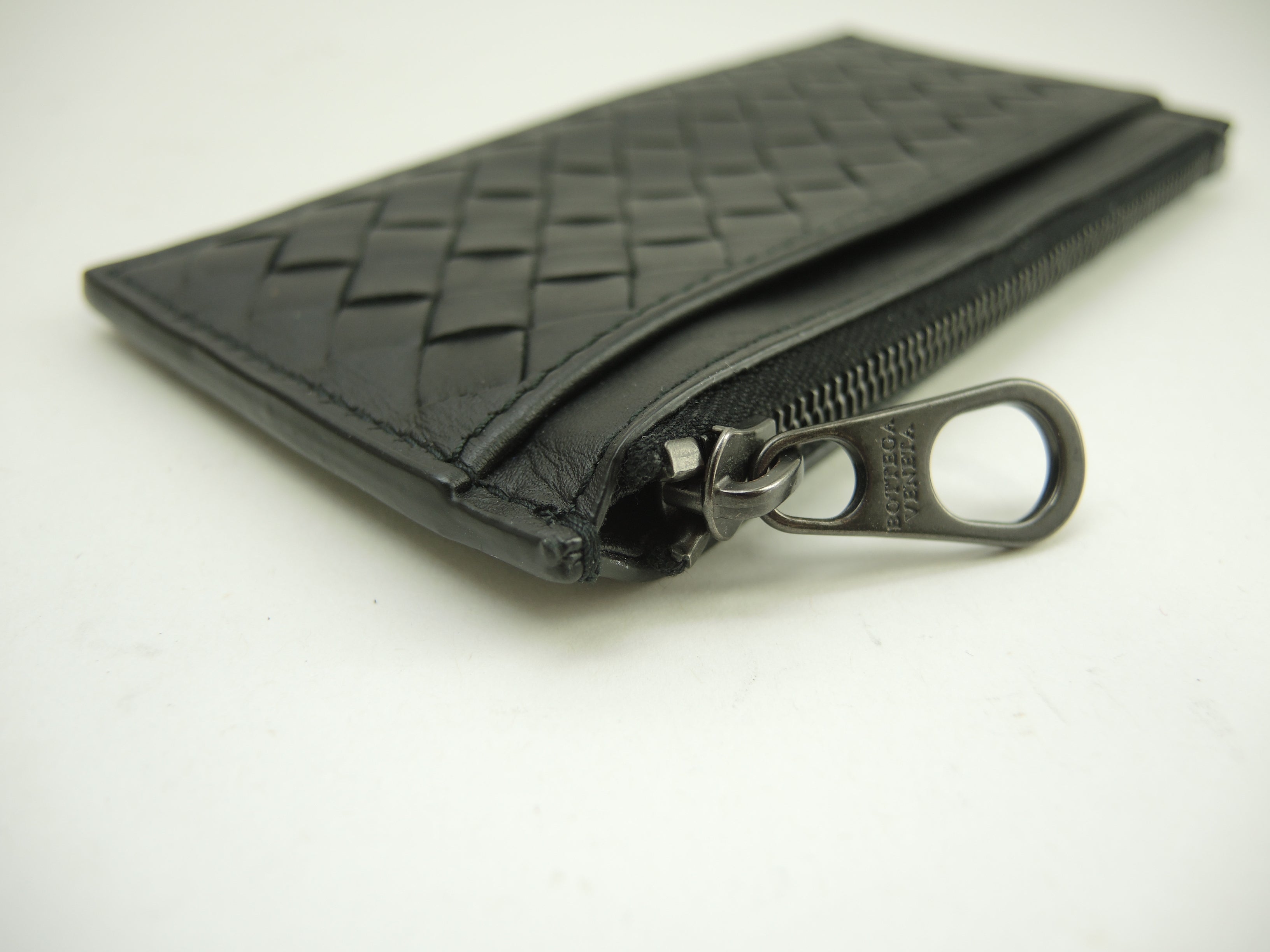 Bottega Veneta - Porta tessere/documenti in pelle Intrecciato nera con portamonete - Ottime condizioni@P00469527M