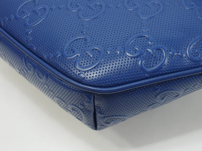Gucci marsupio grande in pelle martellata con monogramma GG blu, borsa a tracolla/cintura, pari al nuovo @ 1