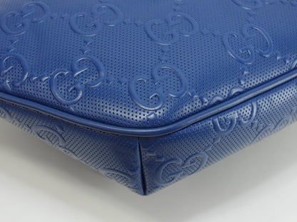 Gucci marsupio grande in pelle martellata con monogramma GG blu, borsa a tracolla/cintura, pari al nuovo @ 1
