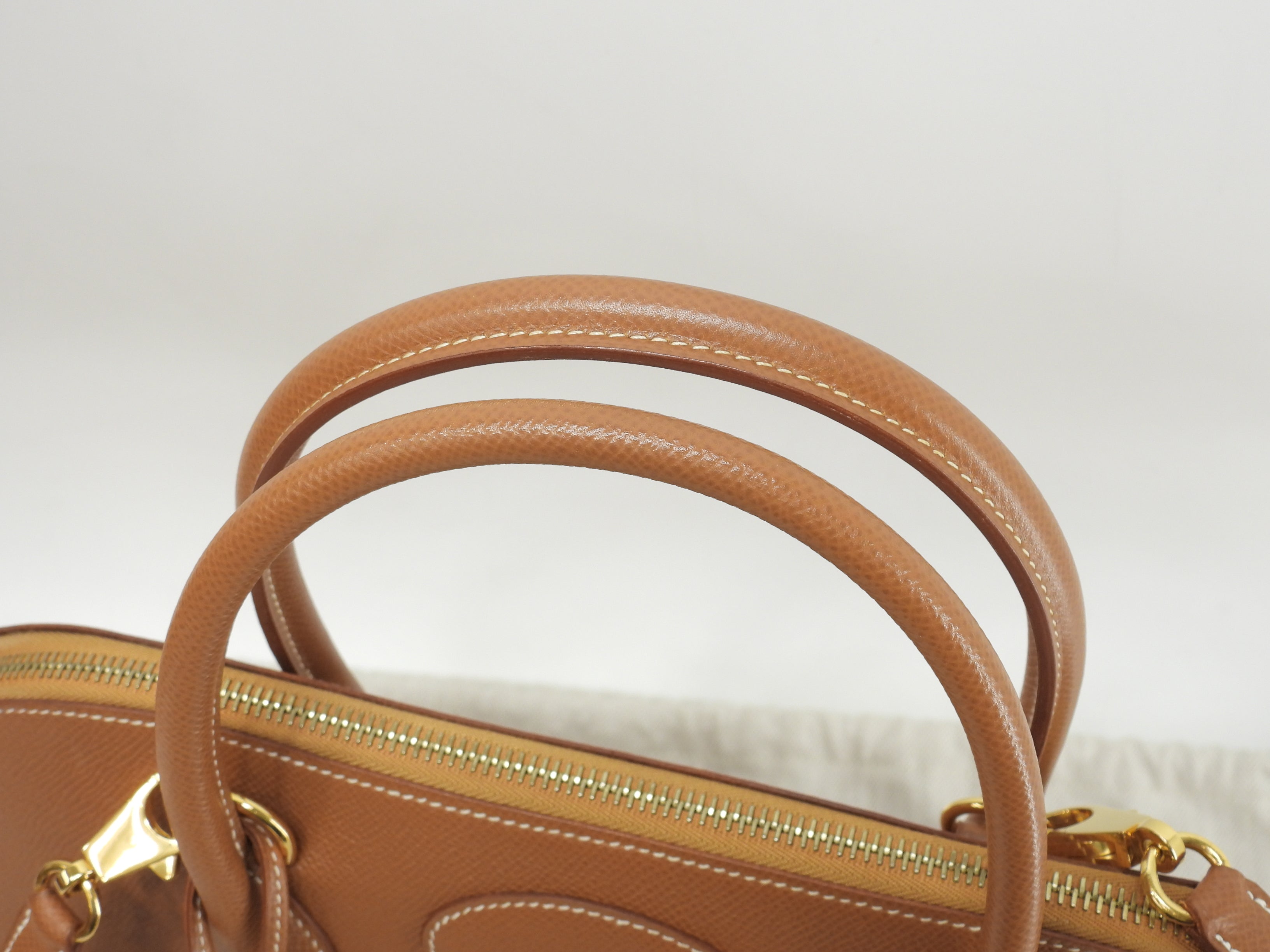 Hermès Bolide 35 Courchevel Oro con hardware dorato, borsa a mano/borsa tote con tracolla, condizioni eccellenti @□A 5