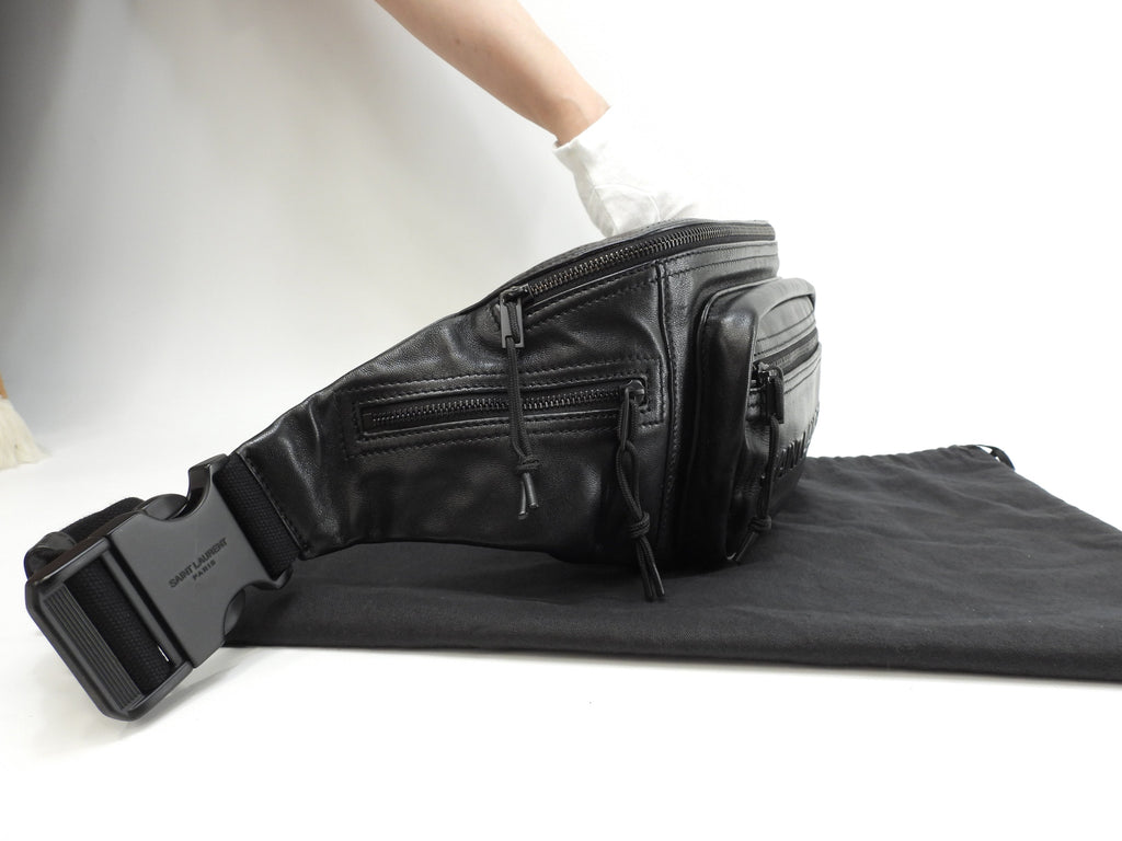 Saint Laurent marsupio Nuxx in pelle nera, borsa a tracolla, belt bag, come nuovo, @ 1