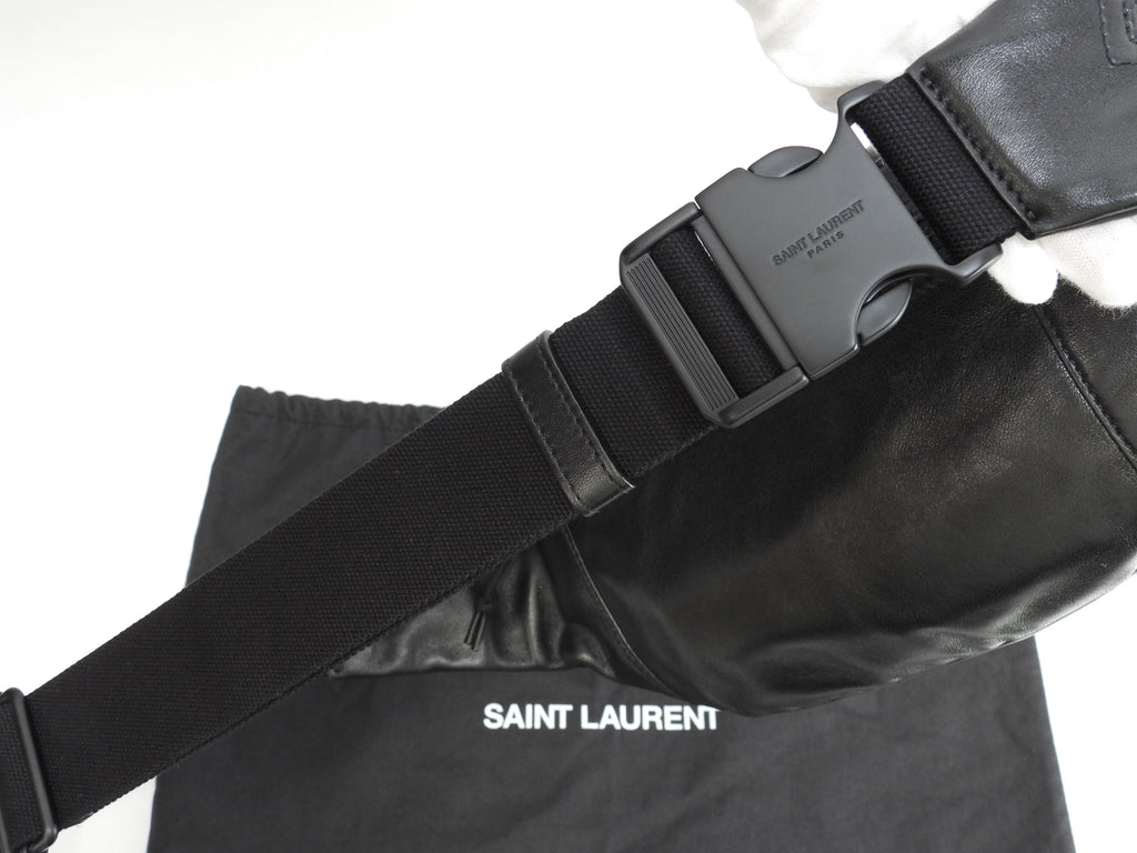 Saint Laurent marsupio Nuxx in pelle nera, borsa a tracolla, belt bag, come nuovo, @ 1