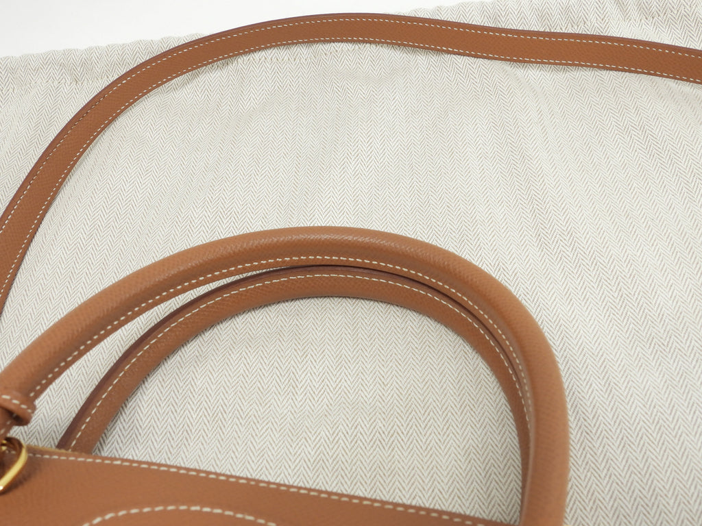 Hermès Bolide 35 Courchevel Oro con hardware dorato, borsa a mano/borsa tote con tracolla, condizioni eccellenti @□A 5