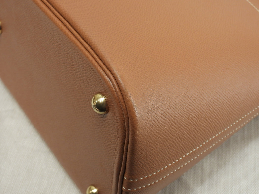 Hermès Bolide 35 Courchevel Oro con hardware dorato, borsa a mano/borsa tote con tracolla, condizioni eccellenti @□A 5