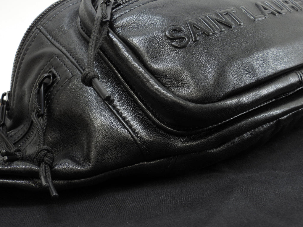 Saint Laurent marsupio Nuxx in pelle nera, borsa a tracolla, belt bag, come nuovo, @ 1