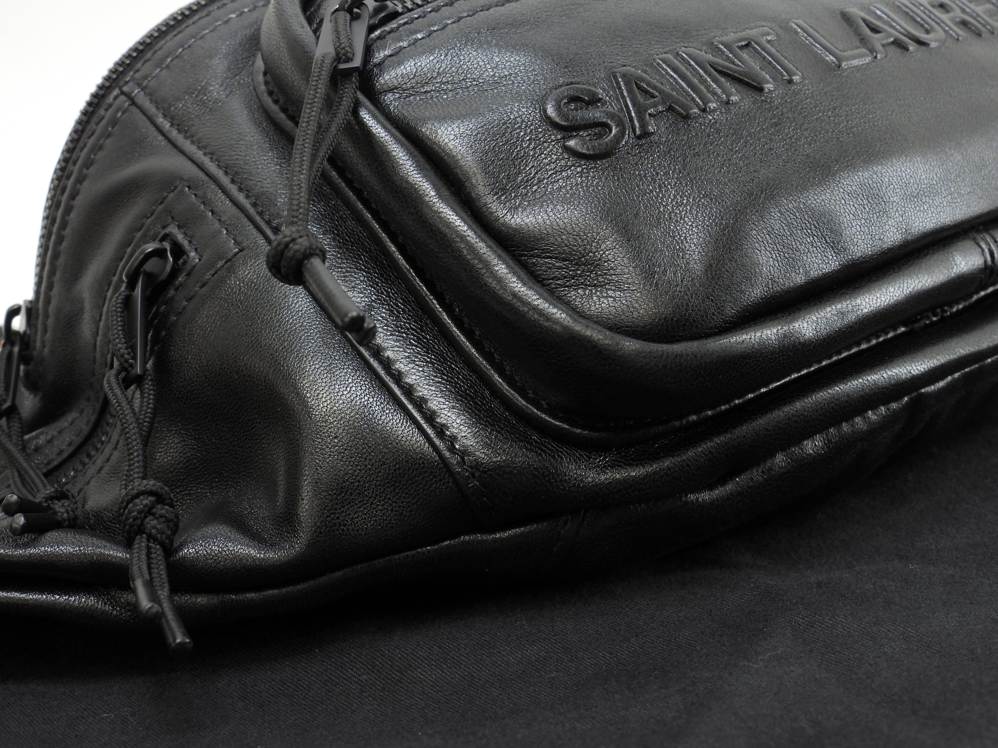 Saint Laurent marsupio Nuxx in pelle nera, borsa a tracolla, belt bag, come nuovo, @ 1