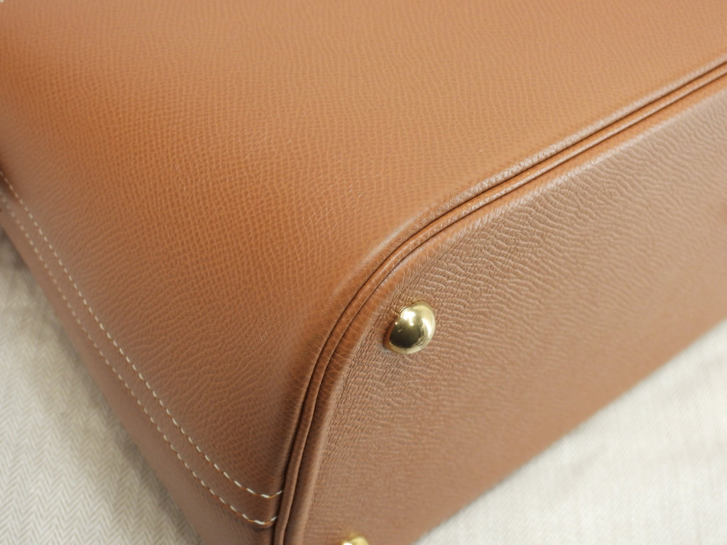 Hermès Bolide 35 Courchevel Oro con hardware dorato, borsa a mano/borsa tote con tracolla, condizioni eccellenti @□A 5