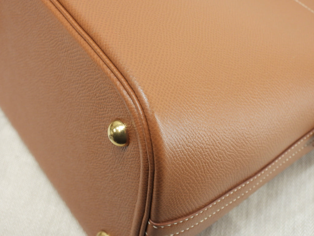 Hermès Bolide 35 Courchevel Oro con hardware dorato, borsa a mano/borsa tote con tracolla, condizioni eccellenti @□A 5