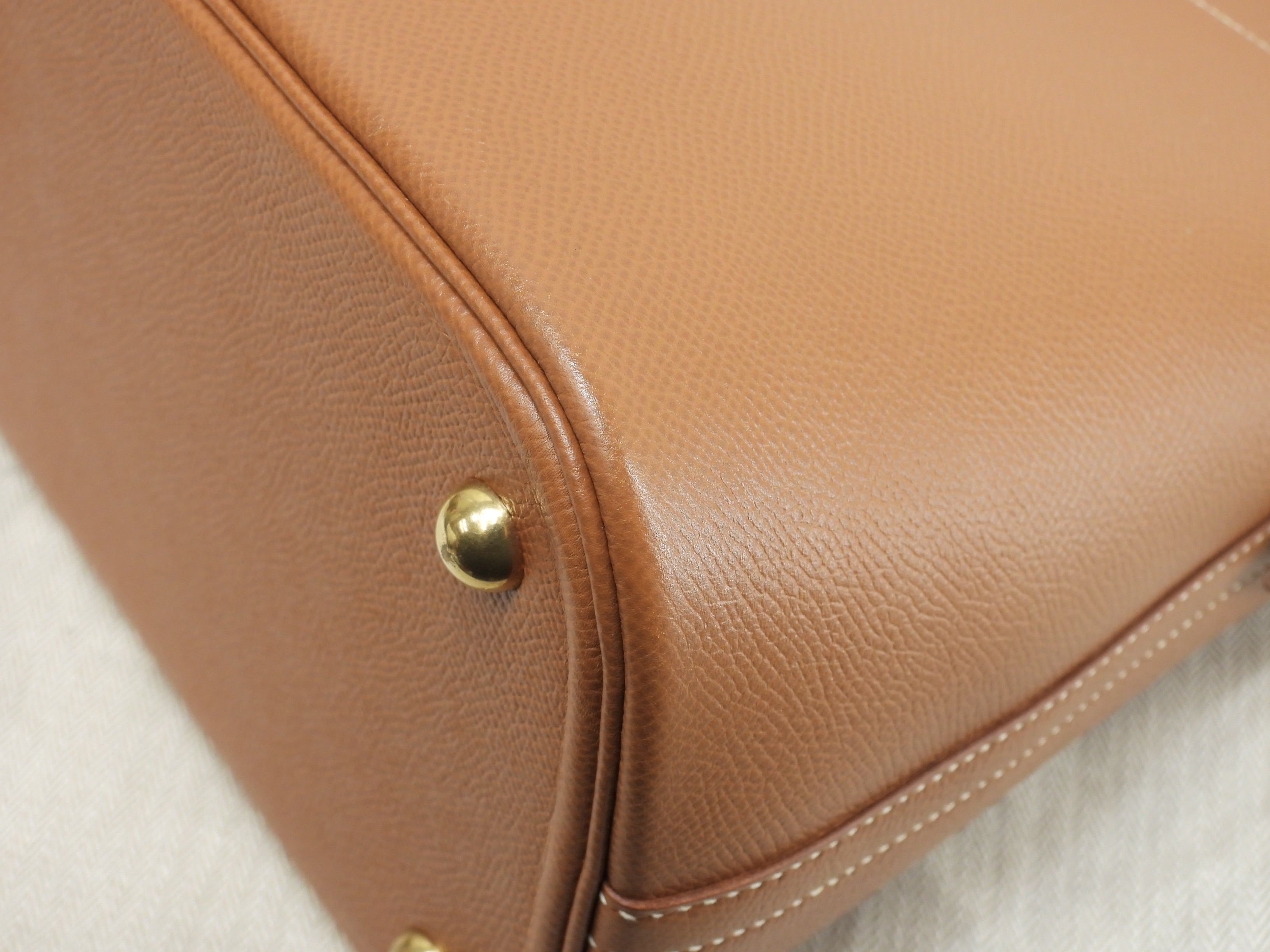 Hermès Bolide 35 Courchevel Oro con hardware dorato, borsa a mano/borsa tote con tracolla, condizioni eccellenti @□A 5