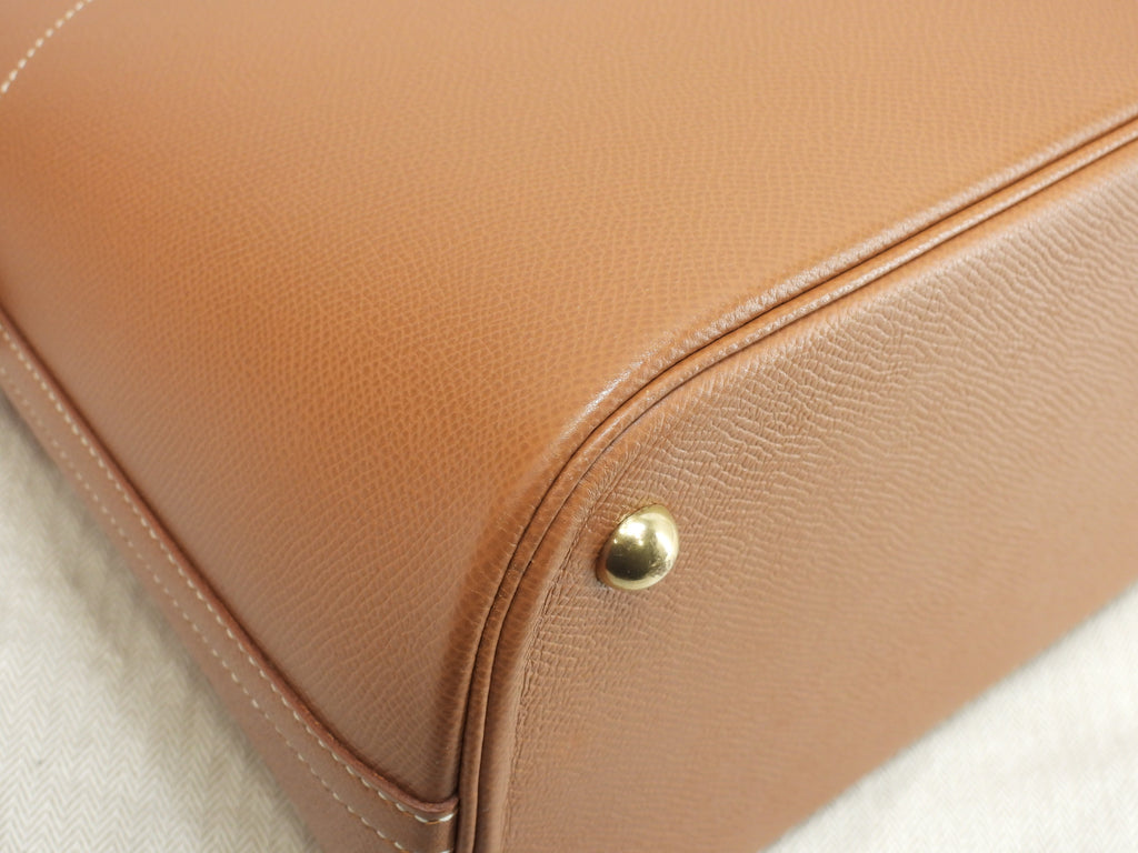 Hermès Bolide 35 Courchevel Oro con hardware dorato, borsa a mano/borsa tote con tracolla, condizioni eccellenti @□A 5