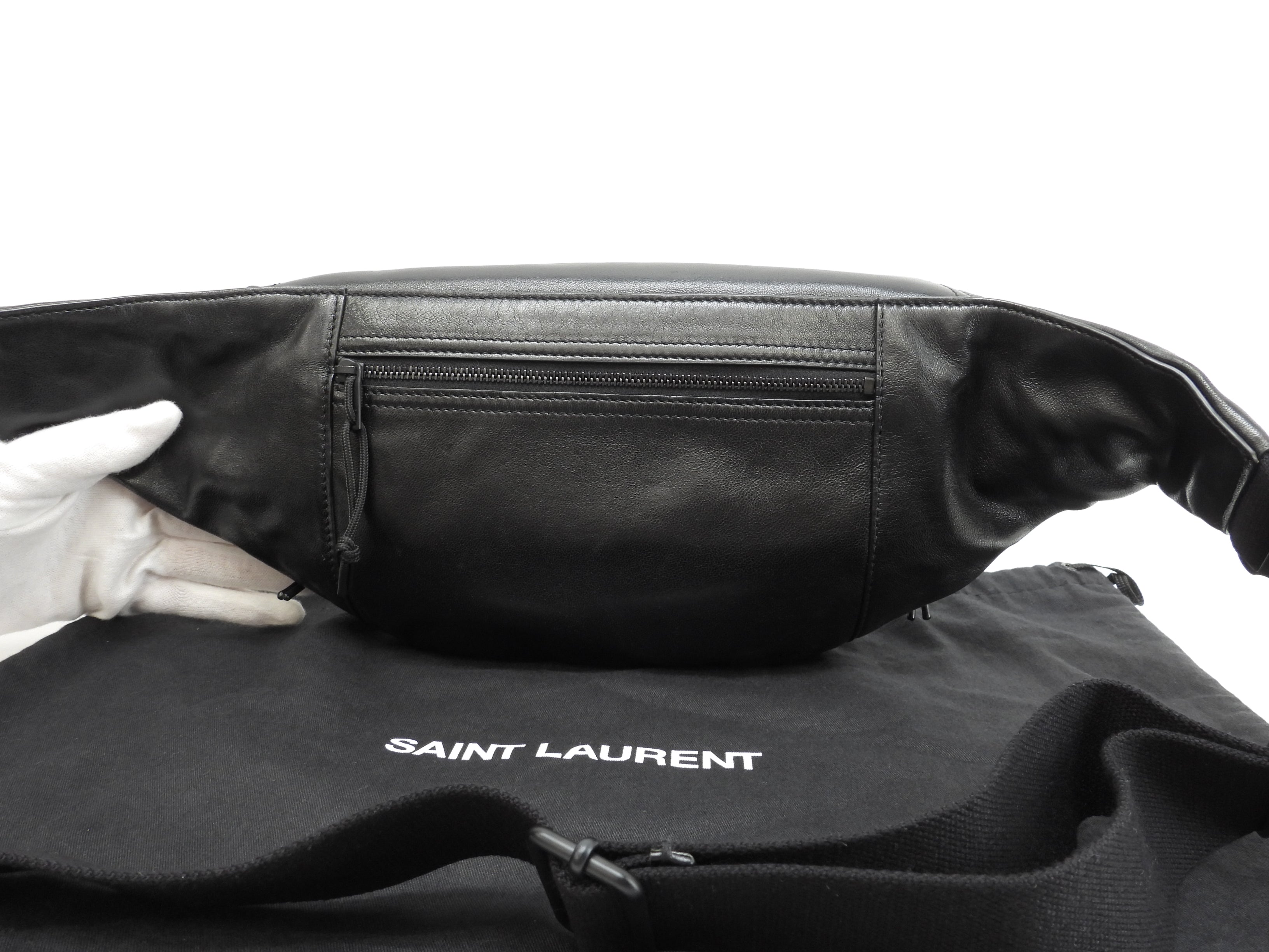 Saint Laurent marsupio Nuxx in pelle nera, borsa a tracolla, belt bag, come nuovo, @ 1