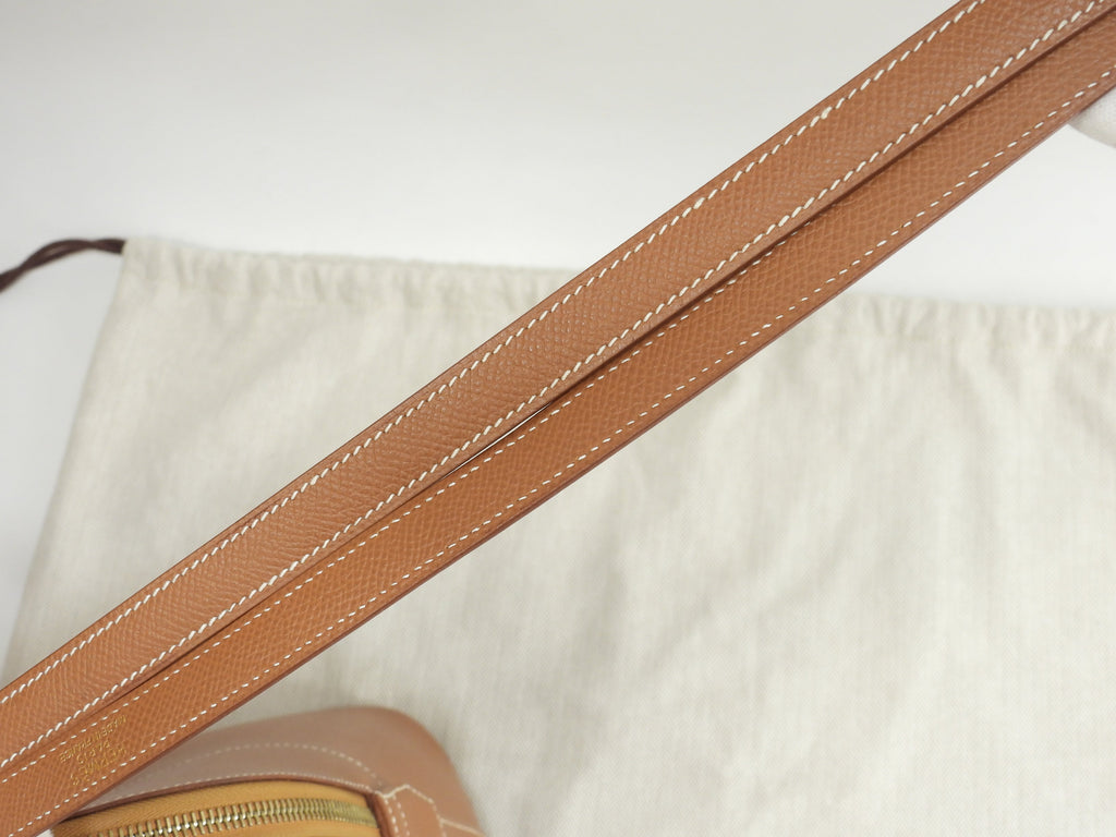 Hermès Bolide 35 Courchevel Oro con hardware dorato, borsa a mano/borsa tote con tracolla, condizioni eccellenti @□A 5