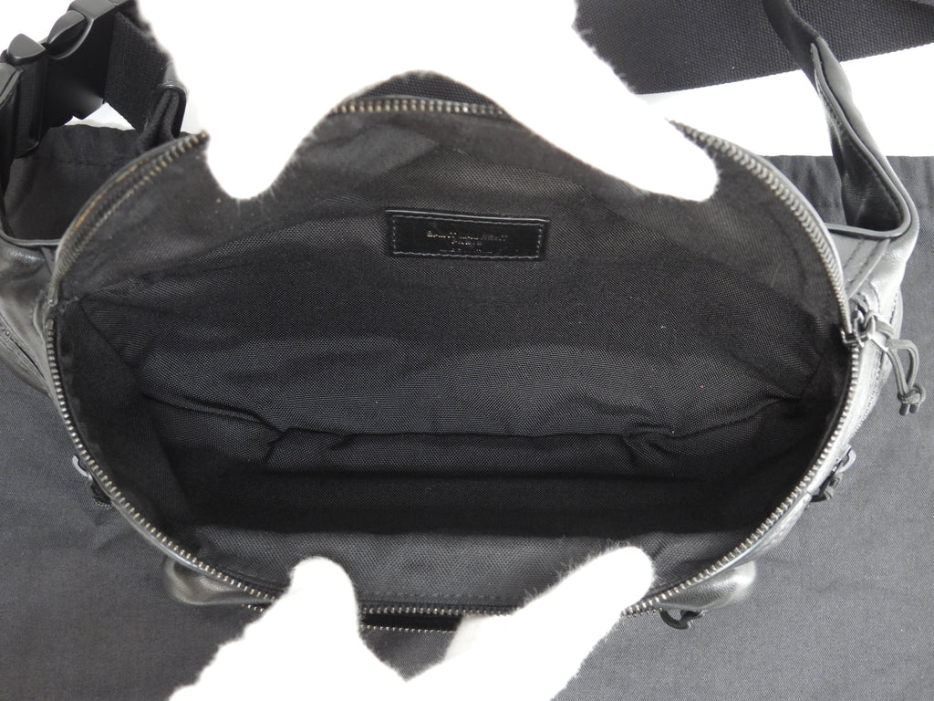 Saint Laurent marsupio Nuxx in pelle nera, borsa a tracolla, belt bag, come nuovo, @ 1