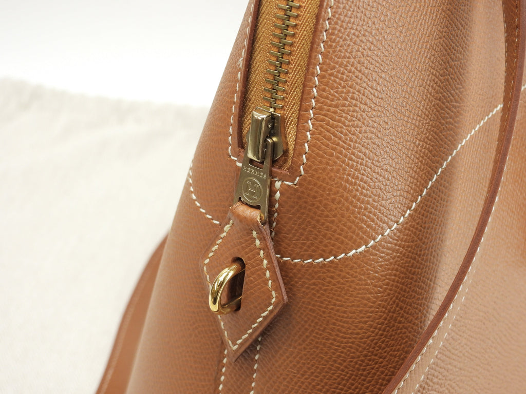 Hermès Bolide 35 Courchevel Oro con hardware dorato, borsa a mano/borsa tote con tracolla, condizioni eccellenti @□A 5
