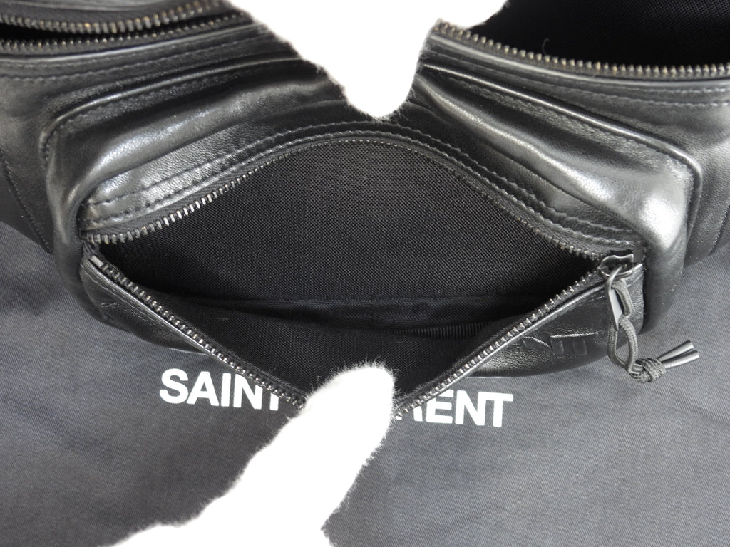 Saint Laurent marsupio Nuxx in pelle nera, borsa a tracolla, belt bag, come nuovo, @ 1