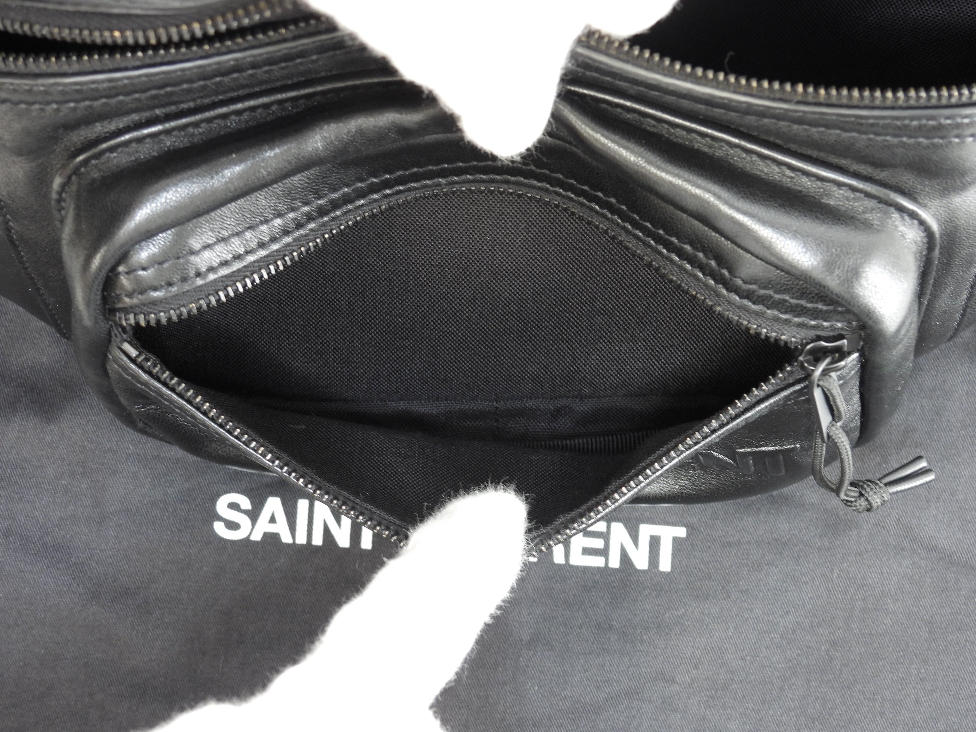 Saint Laurent marsupio Nuxx in pelle nera, borsa a tracolla, belt bag, come nuovo, @ 1