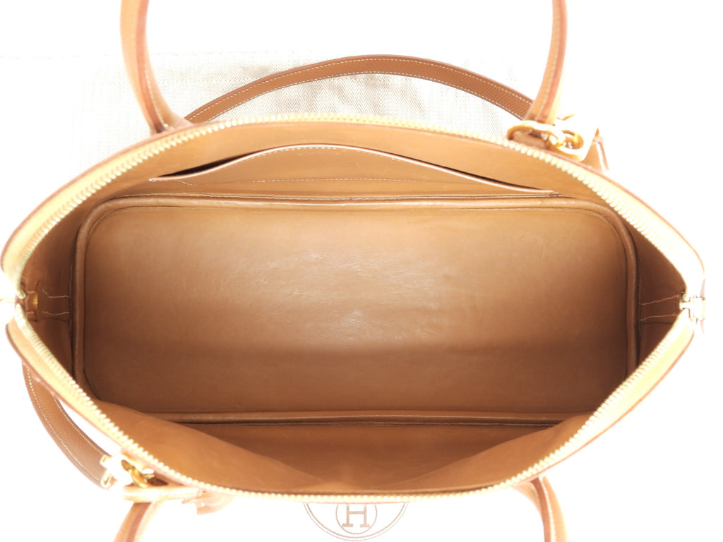 Hermès Bolide 35 Courchevel Oro con hardware dorato, borsa a mano/borsa tote con tracolla, condizioni eccellenti @□A 5