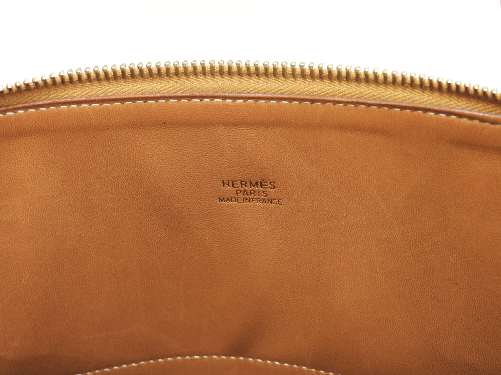 Hermès Bolide 35 Courchevel Oro con hardware dorato, borsa a mano/borsa tote con tracolla, condizioni eccellenti @□A 5