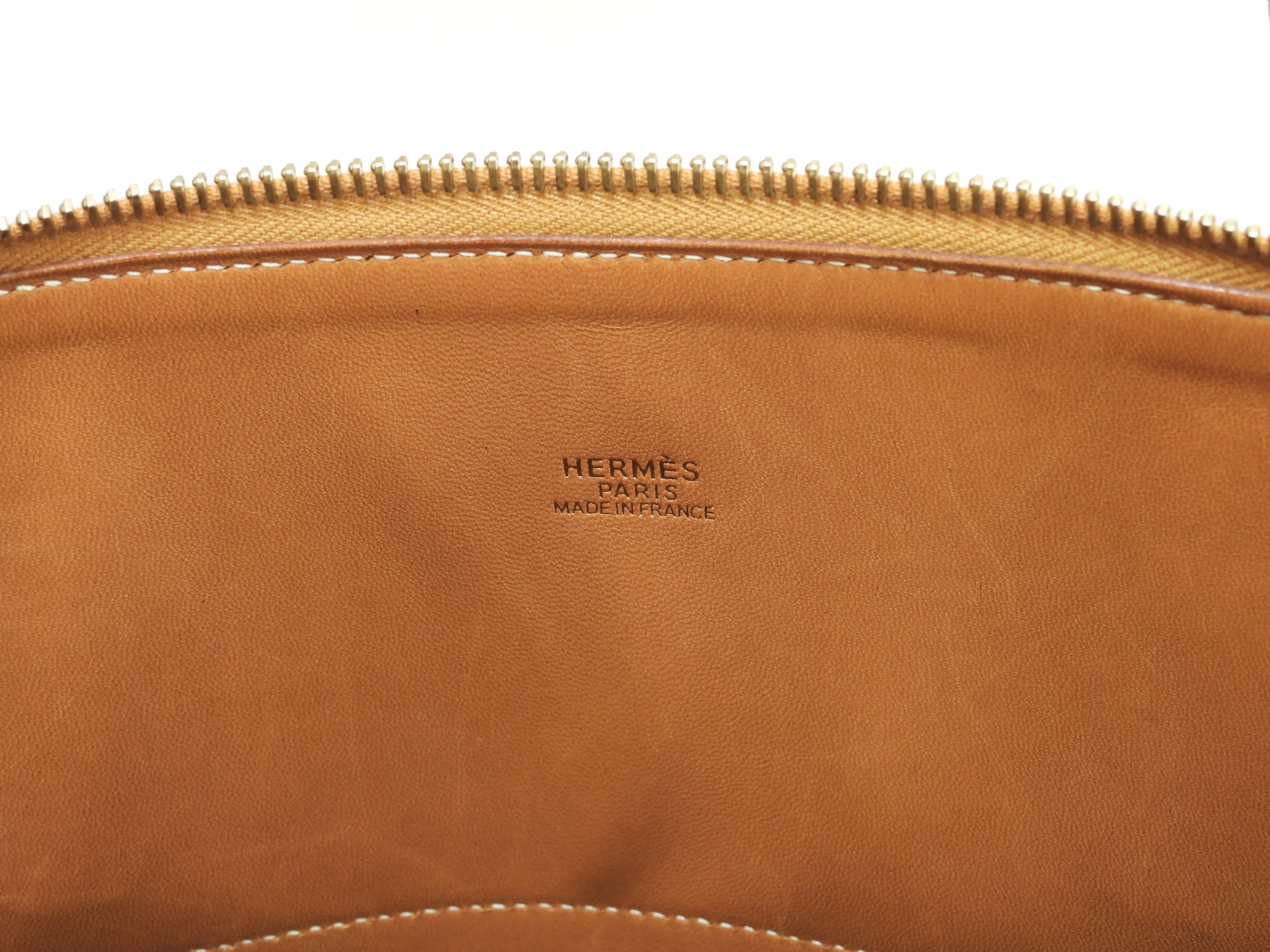 Hermès Bolide 35 Courchevel Oro con hardware dorato, borsa a mano/borsa tote con tracolla, condizioni eccellenti @□A 5