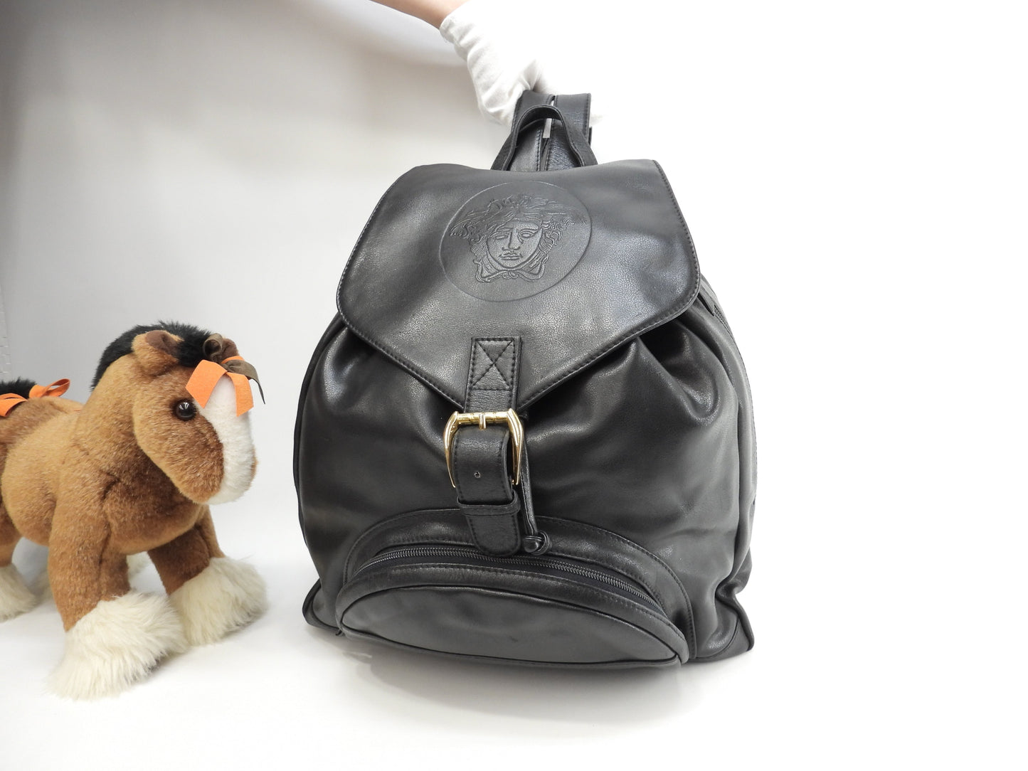 Zaino Versace Medusa in pelle nera Borsa a mano @ 8