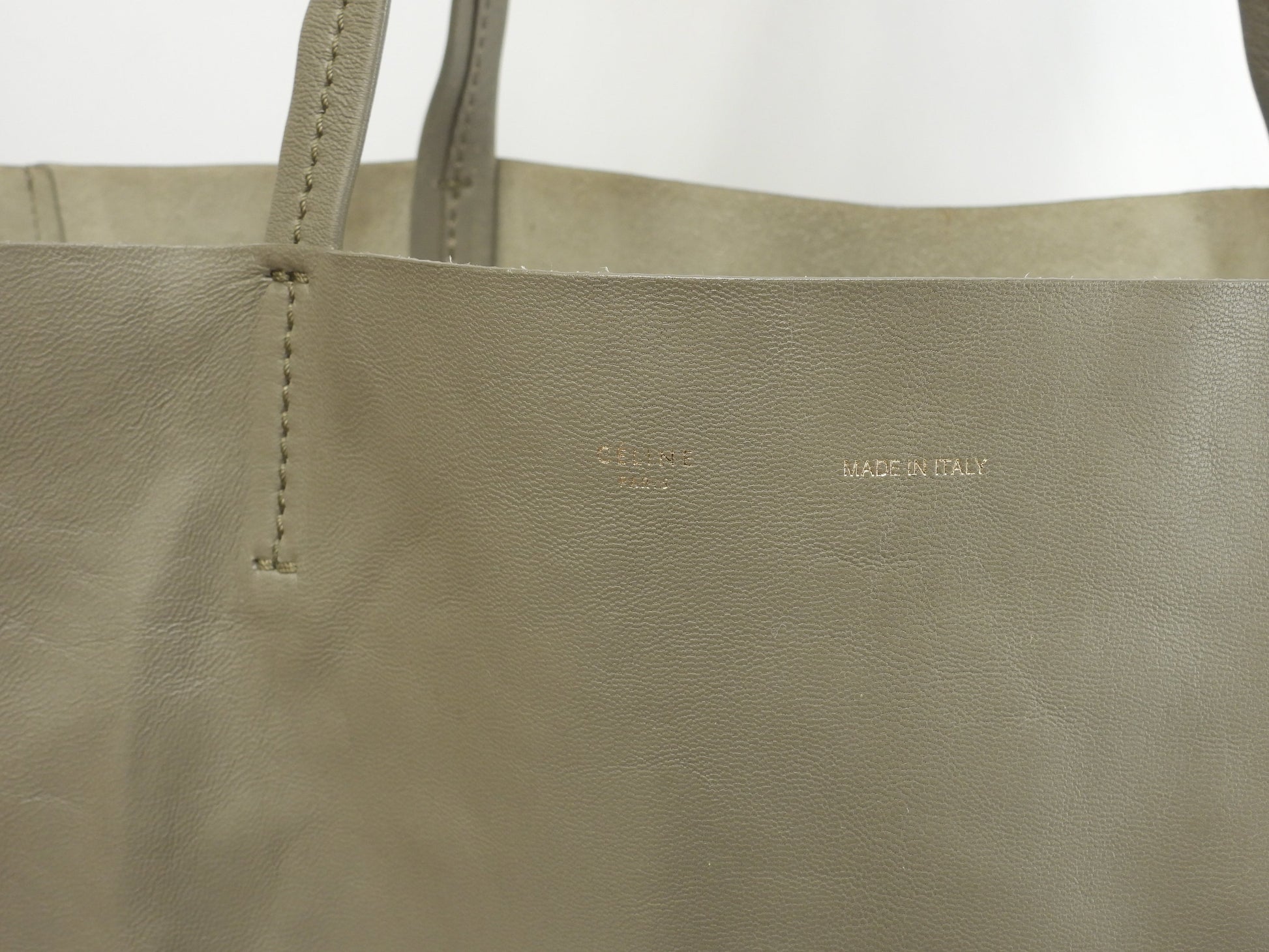 セリーヌ カバホリゾンタル レザー 灰 ショルダーバッグ トートバッグ 美品@S-CU-4176 3