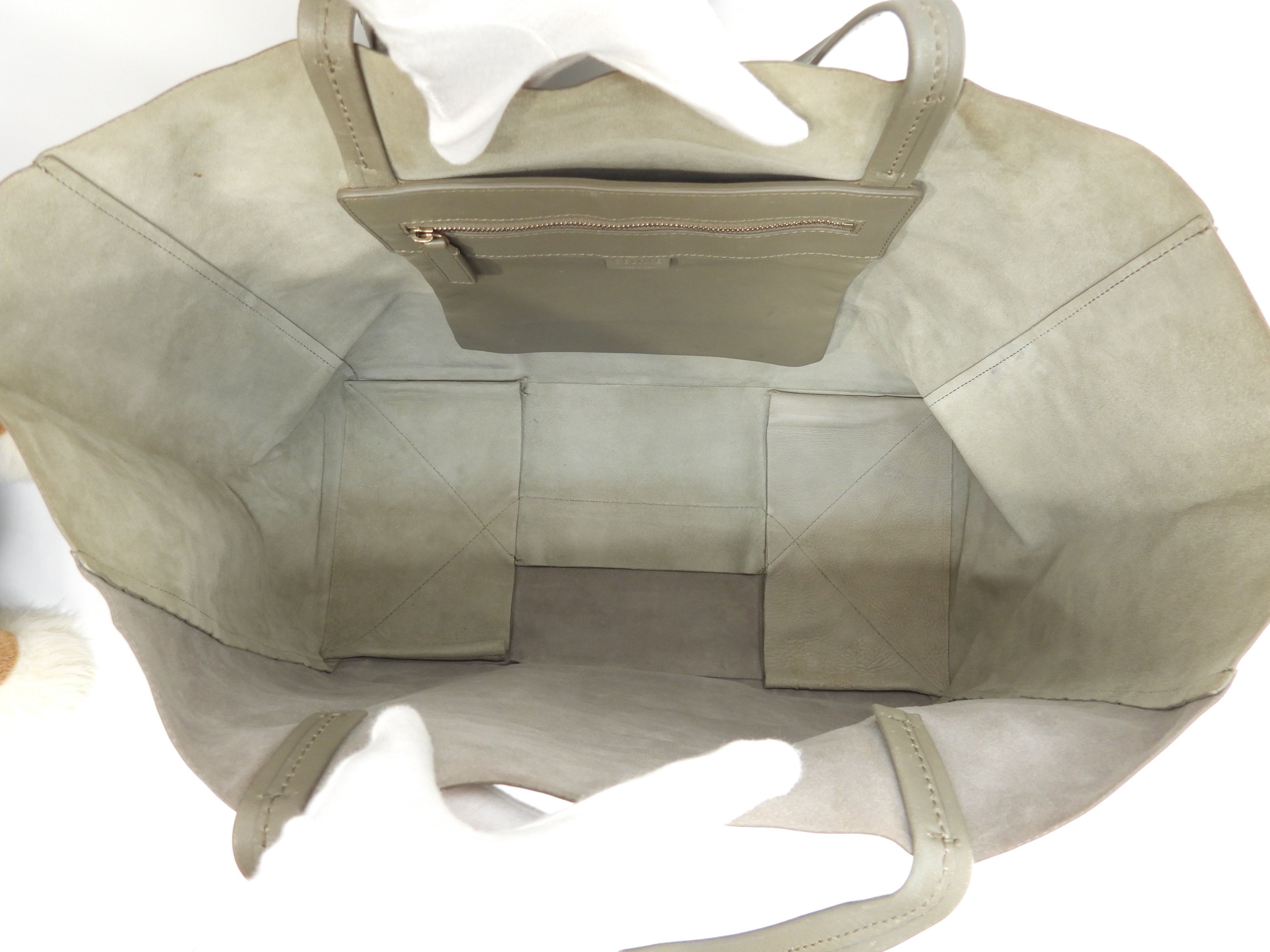 Celine Cabas Horizontal borsa a tracolla tote in pelle grigia ottime condizioni@S-CU-4176 3