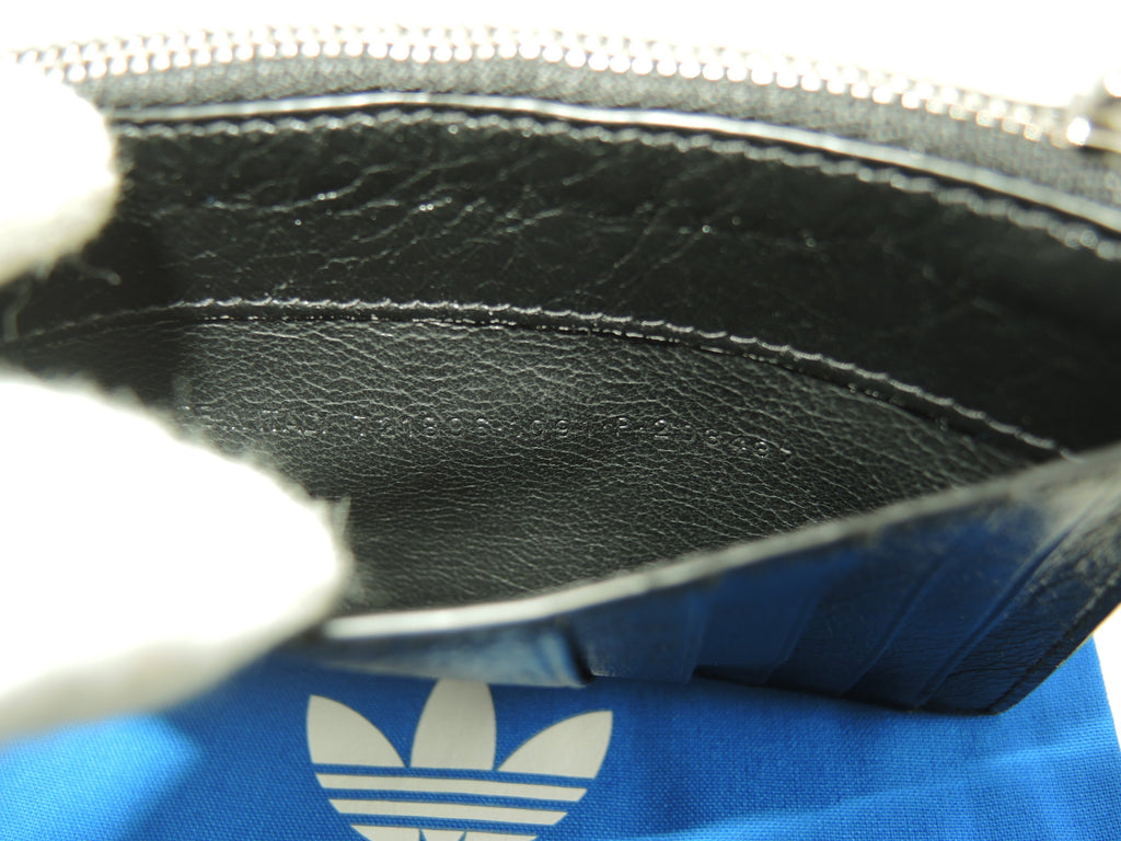 Balenciaga x Adidas Portamonete con scomparti per carte in pelle nero e bianco, nuovo di zecca@1