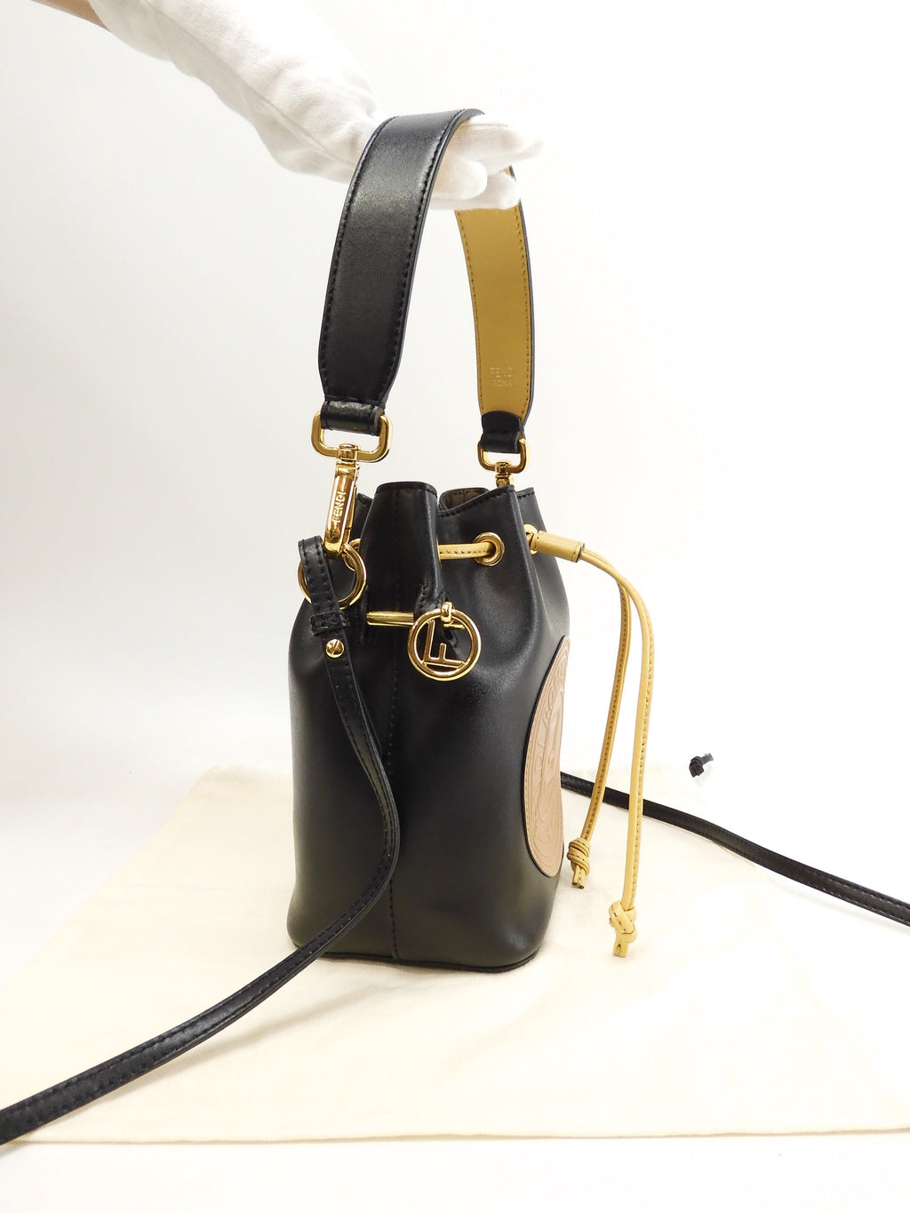 Fendi Borsa a mano Mon Tresor in pelle nera/beige pochette, ottime condizioni@ 4