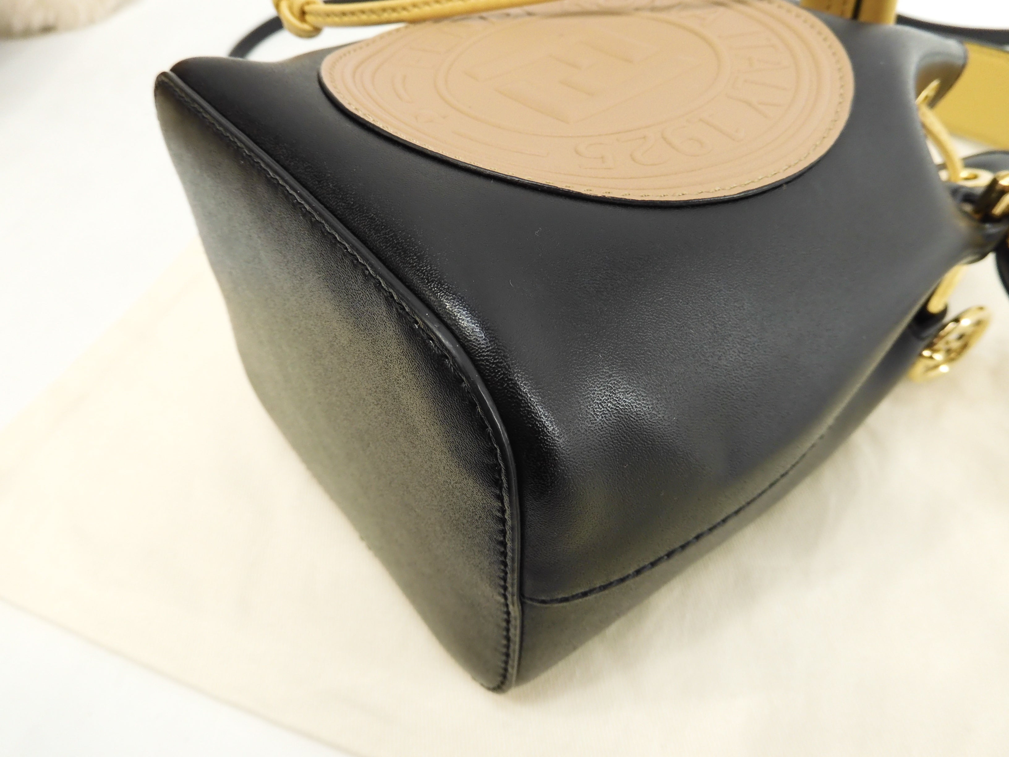 Fendi Borsa a mano Mon Tresor in pelle nera/beige pochette, ottime condizioni@ 4