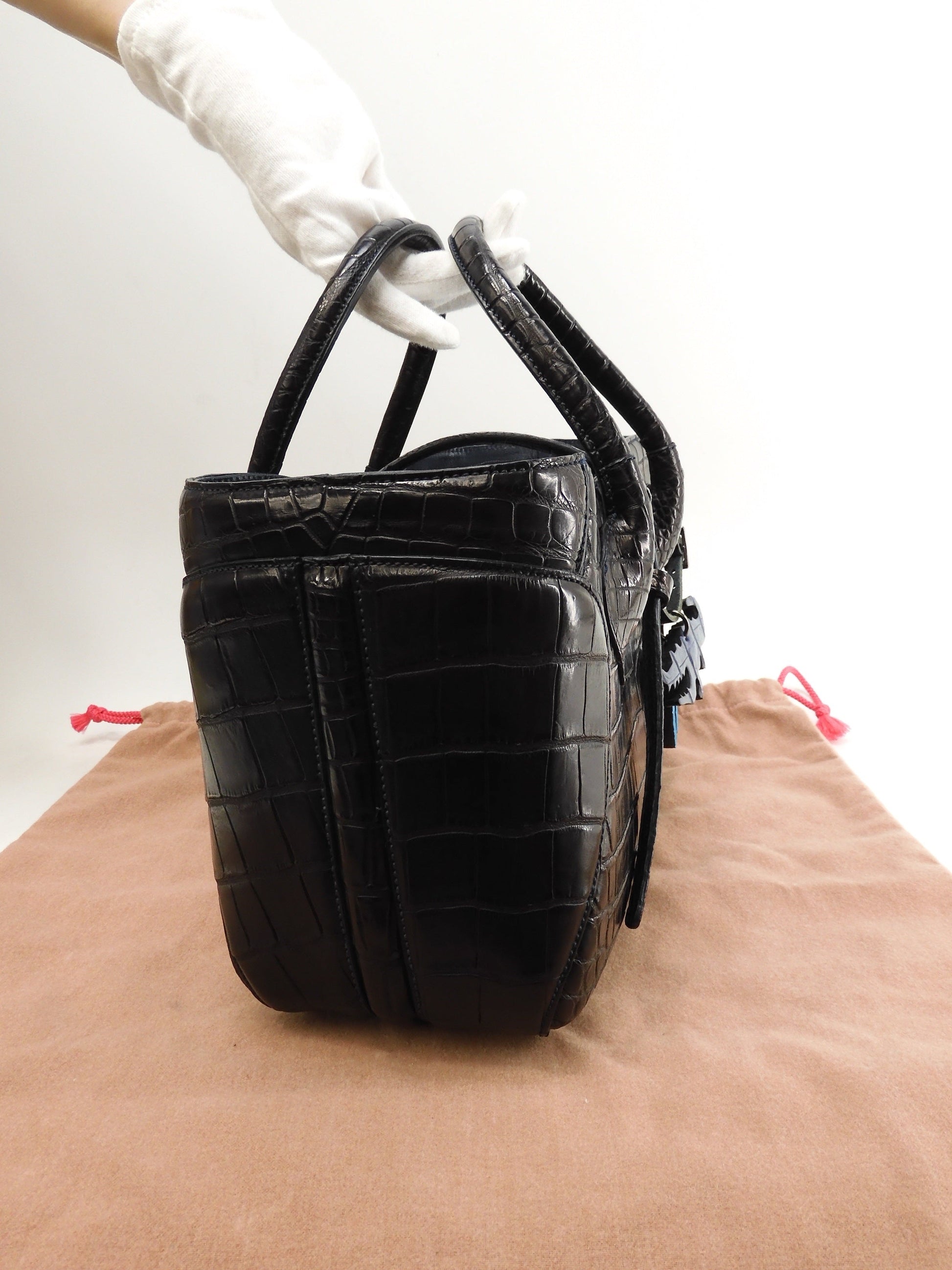 Chibinile borsa a mano coccodrillo nera mini tote bag popolare pari al nuovo @ 80