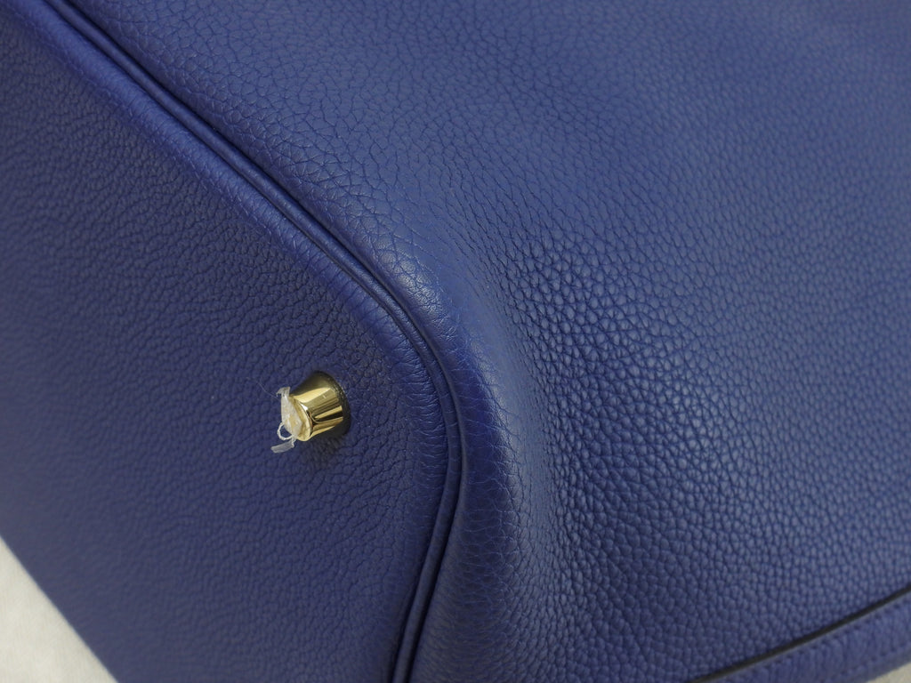 Hermès Picotin Lock MM Taurillon Maurice Deep Blue Borsa a Mano Hardware Oro Ottime Condizioni@D