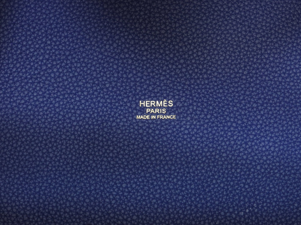 Hermès Picotin Lock MM Taurillon Maurice Deep Blue Borsa a Mano Hardware Oro Ottime Condizioni@D