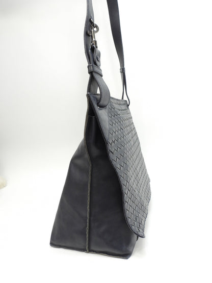 Bottega Veneta Borsa Messenger Intrecciato Pelle Blu Scuro Ottime Condizioni@ 245