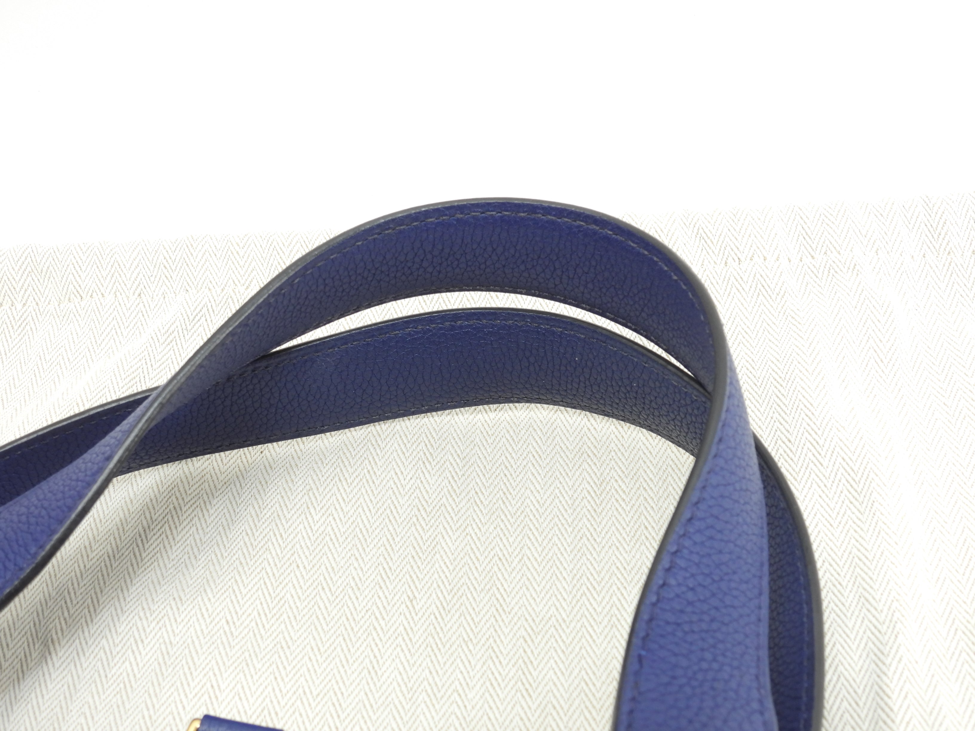 Hermès Picotin Lock MM Taurillon Maurice Deep Blue Borsa a Mano Hardware Oro Ottime Condizioni@D