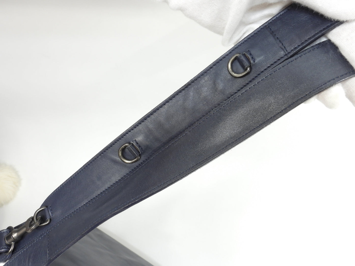 Bottega Veneta Borsa Messenger Intrecciato Pelle Blu Scuro Ottime Condizioni@ 245