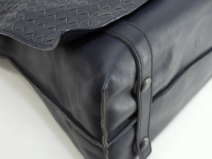 Bottega Veneta Borsa Messenger Intrecciato Pelle Blu Scuro Ottime Condizioni@ 245