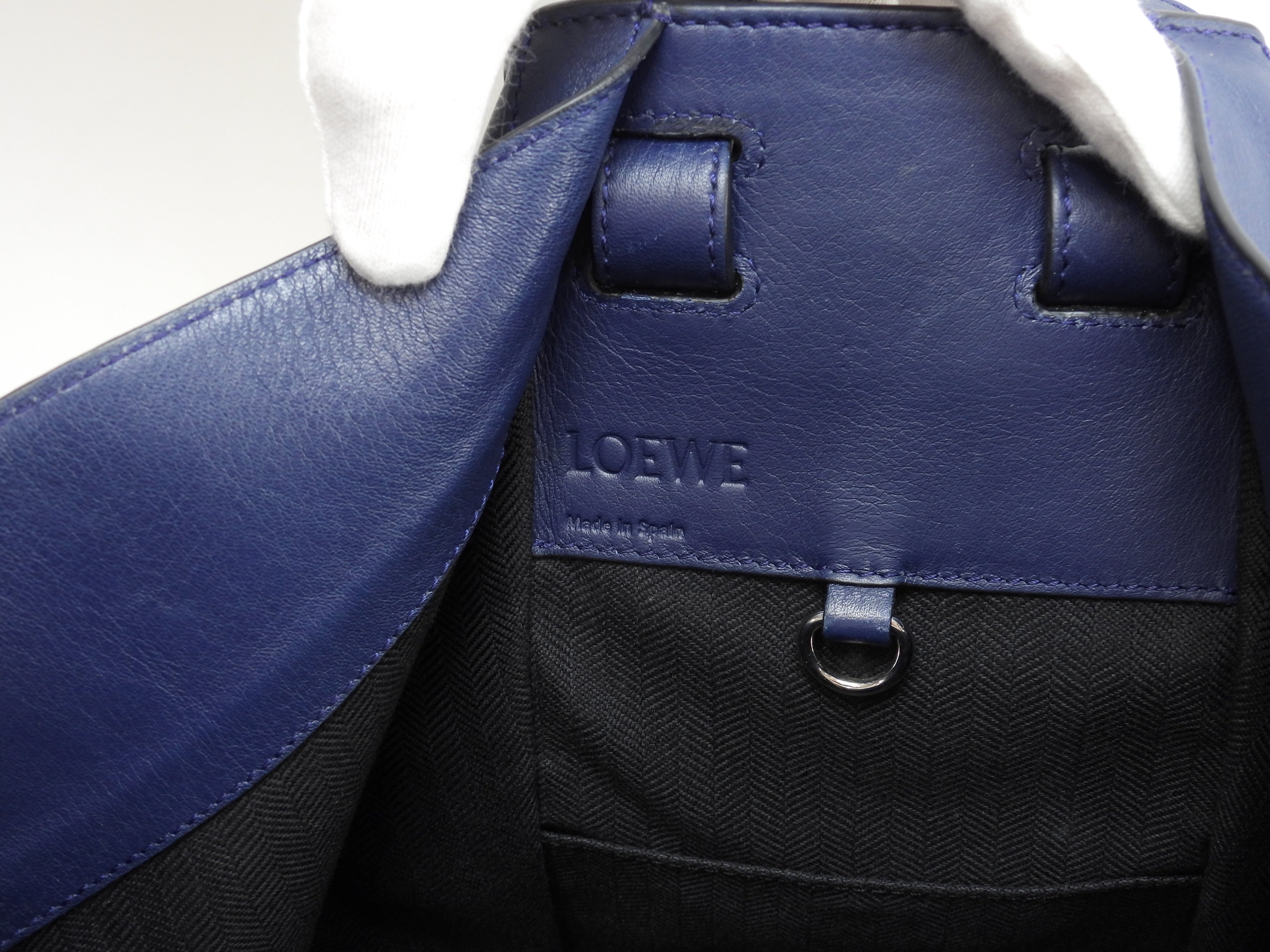 LOEWE Hammock Small Borsa a Mano a Tracolla in Pelle Marine Ottime Condizioni@051702